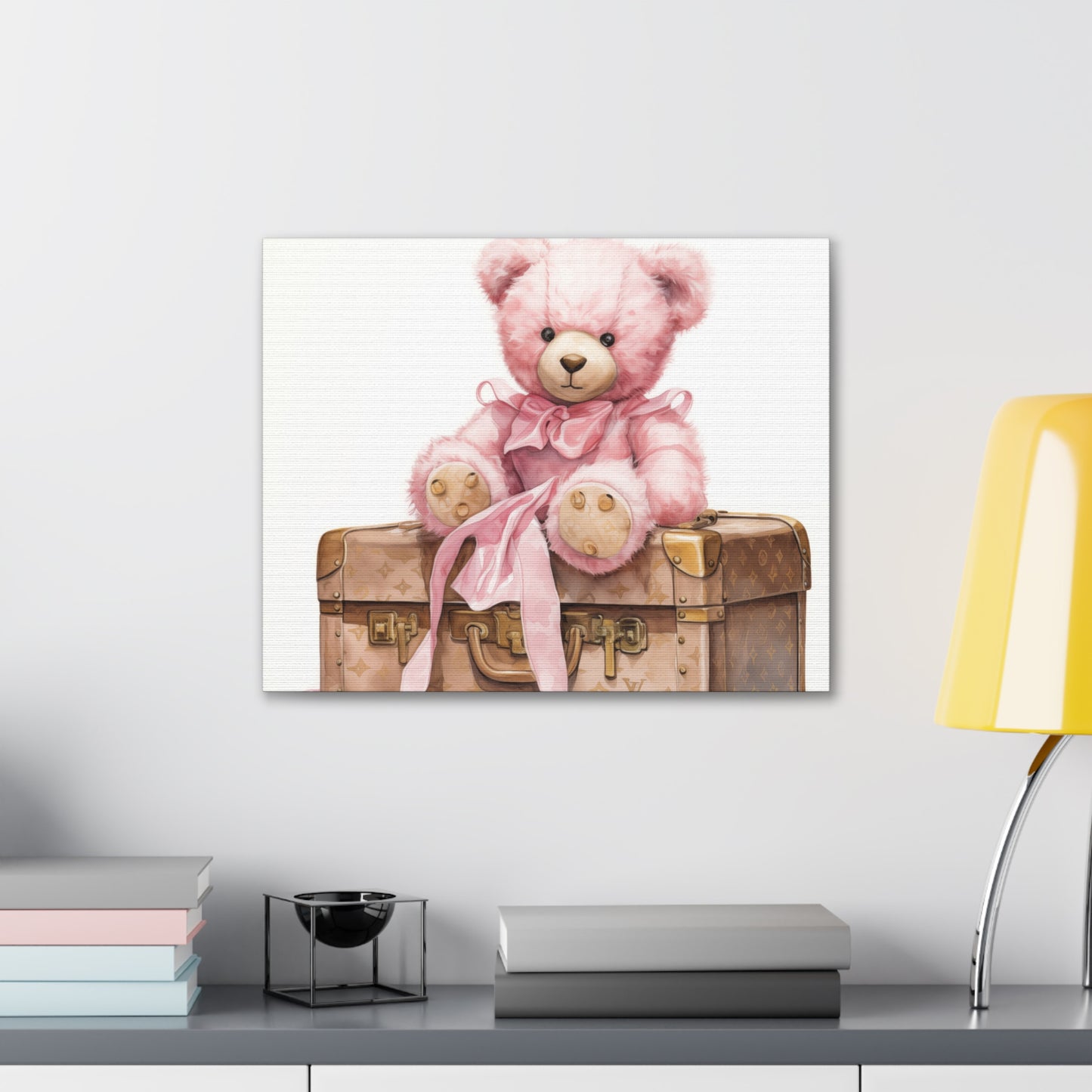 Canvas Gallery Wrap - LV Bear Wall Art - Gold Buttons