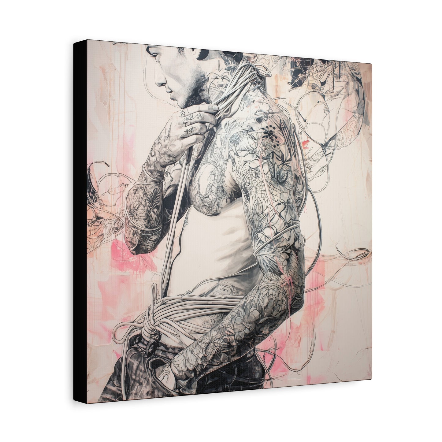 Gallery Wrapped Canvas, Ropes and Reverence Art Canvas, Erotic Shibari Art Canvas – Asher