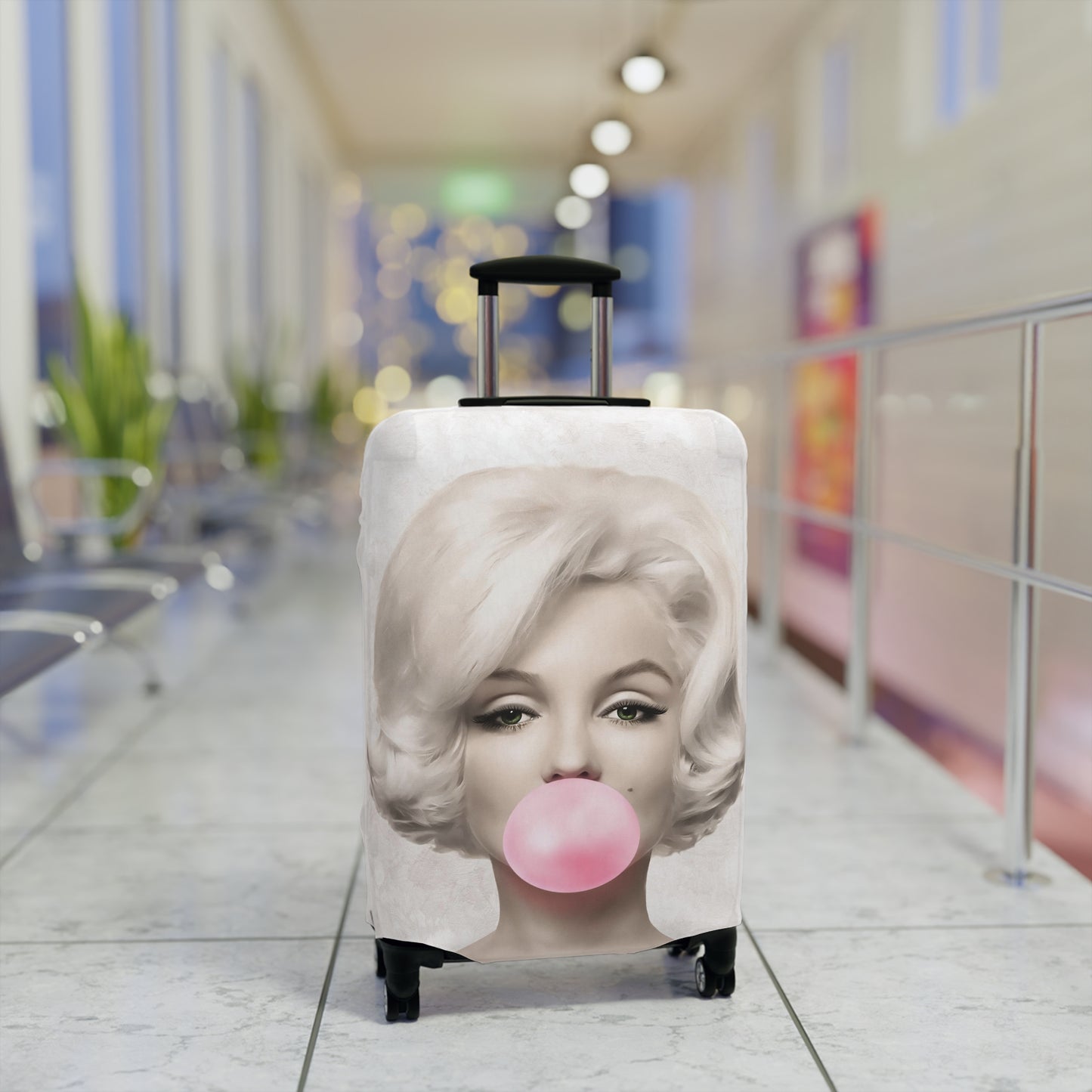 Bubblegum Luggage Cover - Celebrity Luggage Cover - Marilyn Monroe and Audrey Hepburn Bubblegum