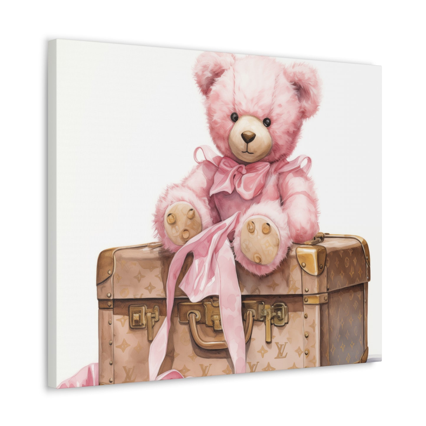 Canvas Gallery Wrap - LV Bear Wall Art - Gold Buttons