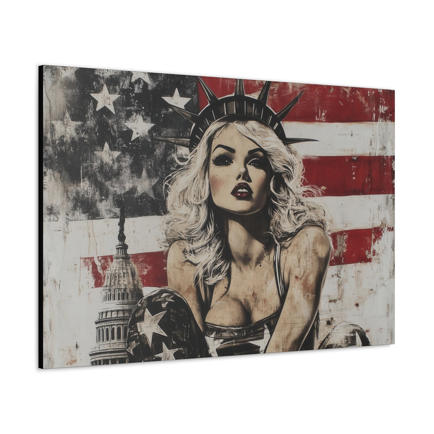 Gallery Wrapped Canvas, Liberty and Lace Art Canvas, Patriotic Art Canvas – Kimberly