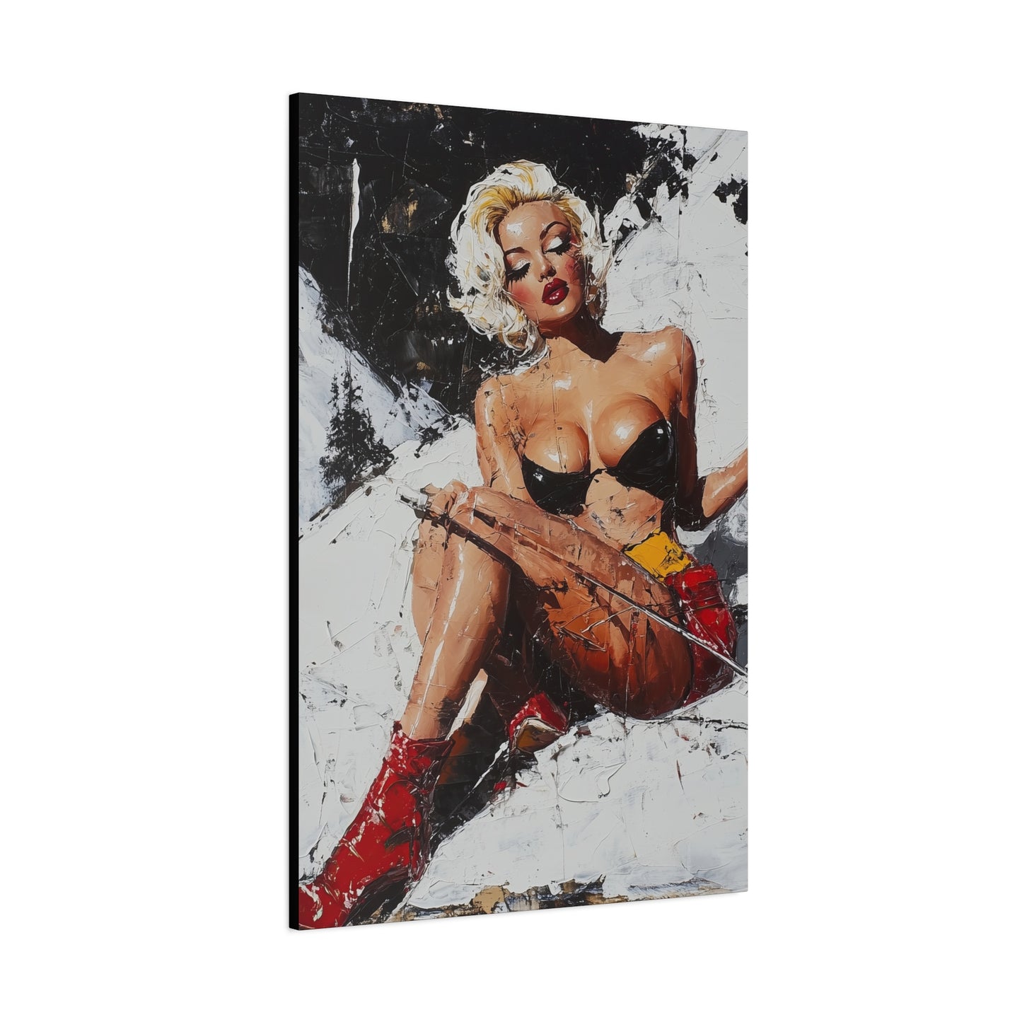 Gallery Wrapped Canvas, Guilt and Grit Adult Art Canvas, Erotic Pinup Art Canvas – Scarlett