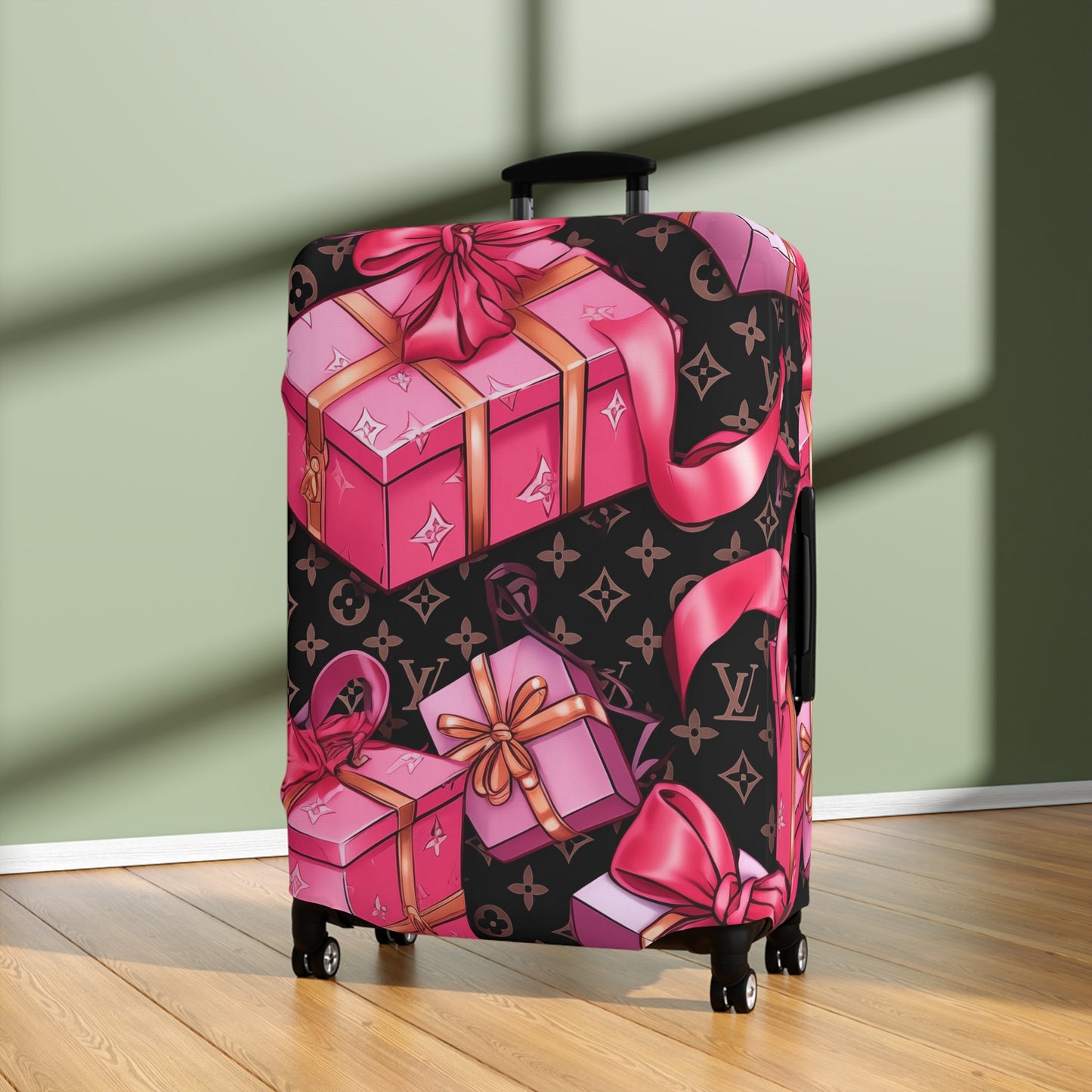 Designer Inspired Luggage Cover - LV Hot Pink