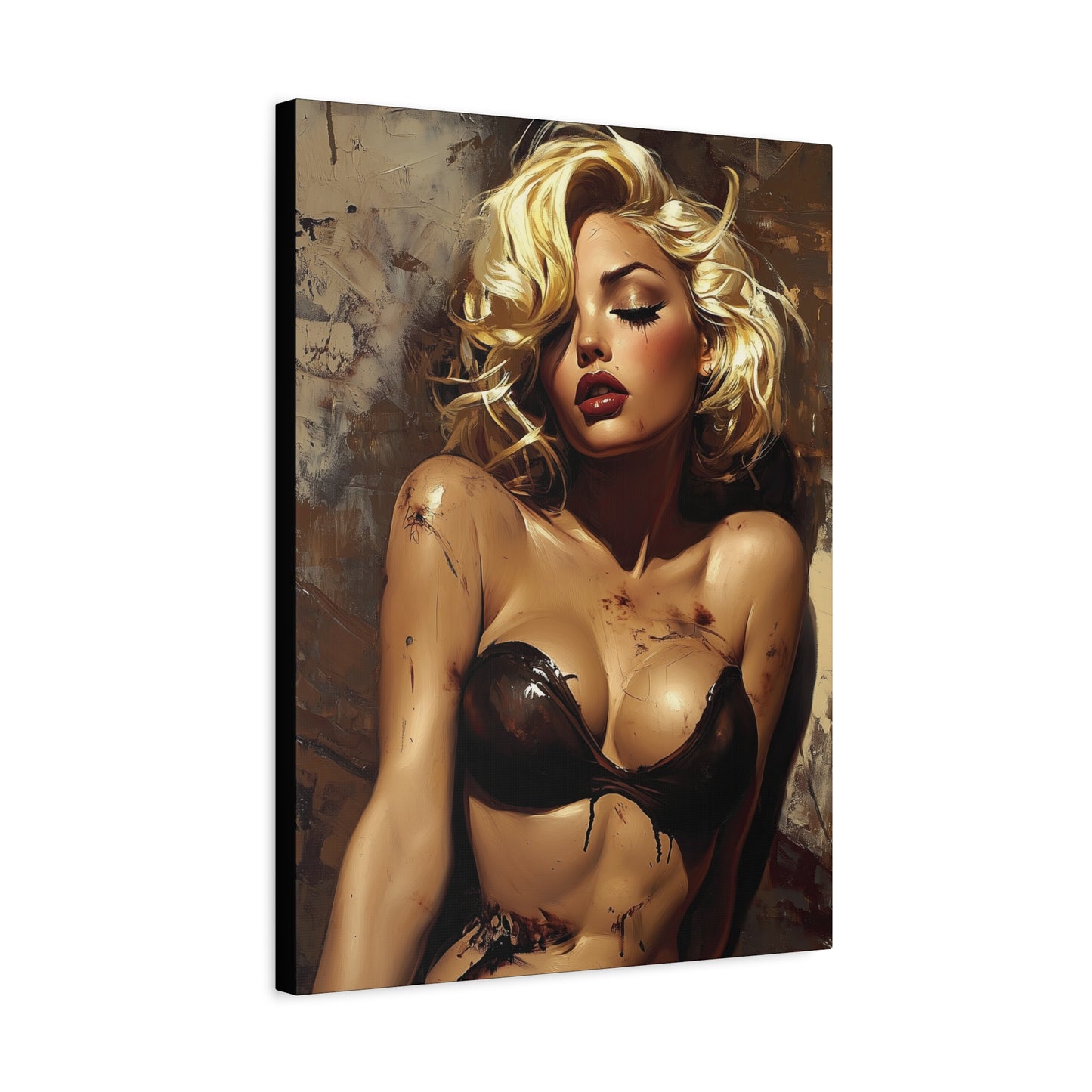 Gallery Wrapped Canvas, Guilt and Grit Adult Art Canvas, Erotic Pinup Art Canvas – Mira