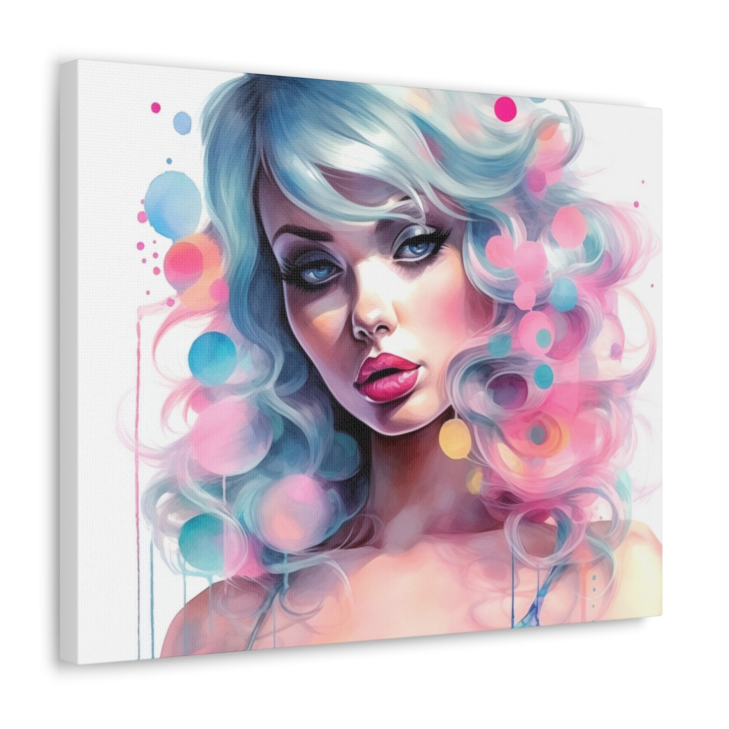 Canvas Gallery Wrapped High-Fashion Wall Art, Stylish Decor, Retro Femme Doll Pop Art – Sylvie