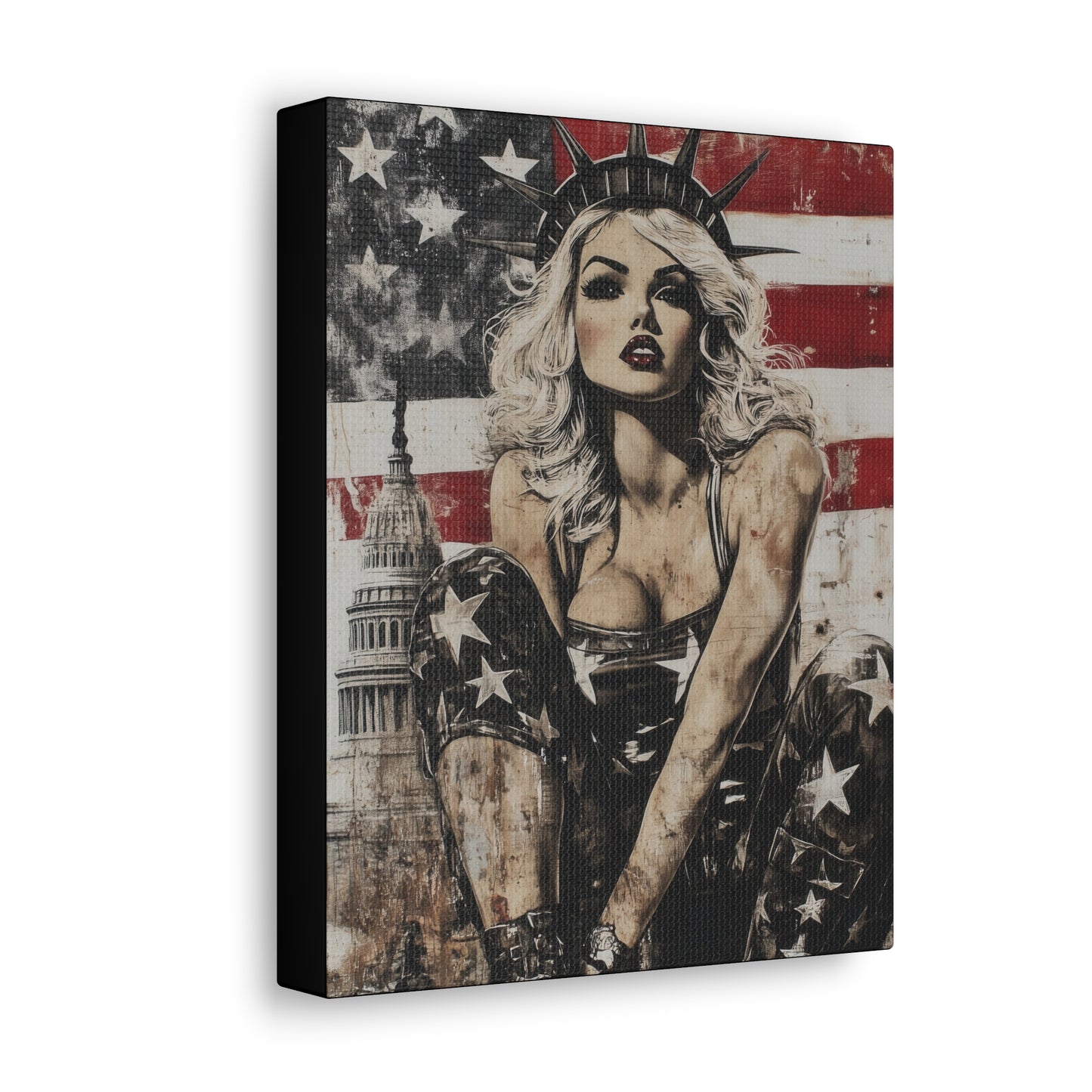 Gallery Wrapped Canvas, Liberty and Lace Art Canvas, Patriotic Art Canvas – Kimberly