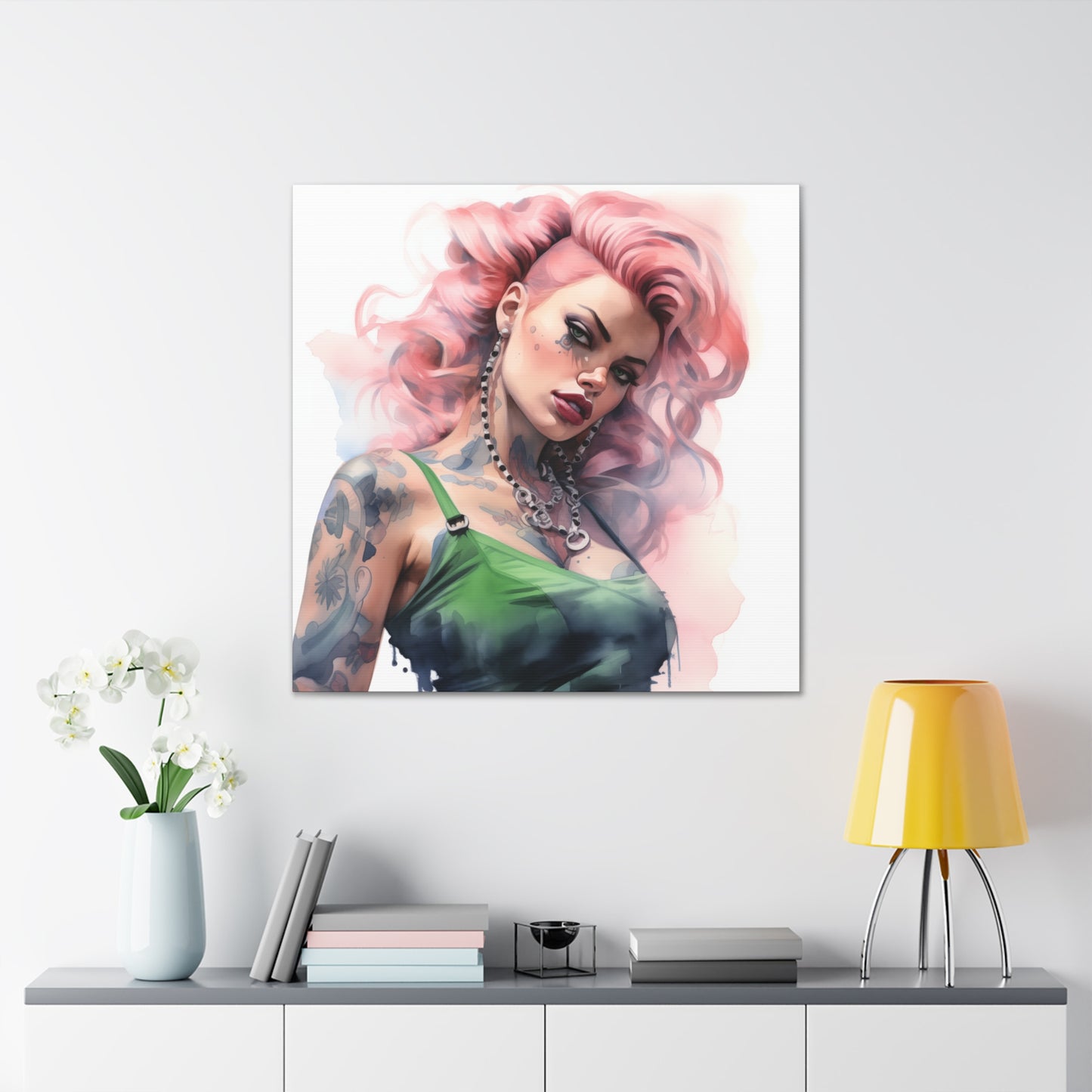 Gallery Wrapped Canvas, Edgy Tattooed Beauty, Urban Pop Art Canvas – Colette