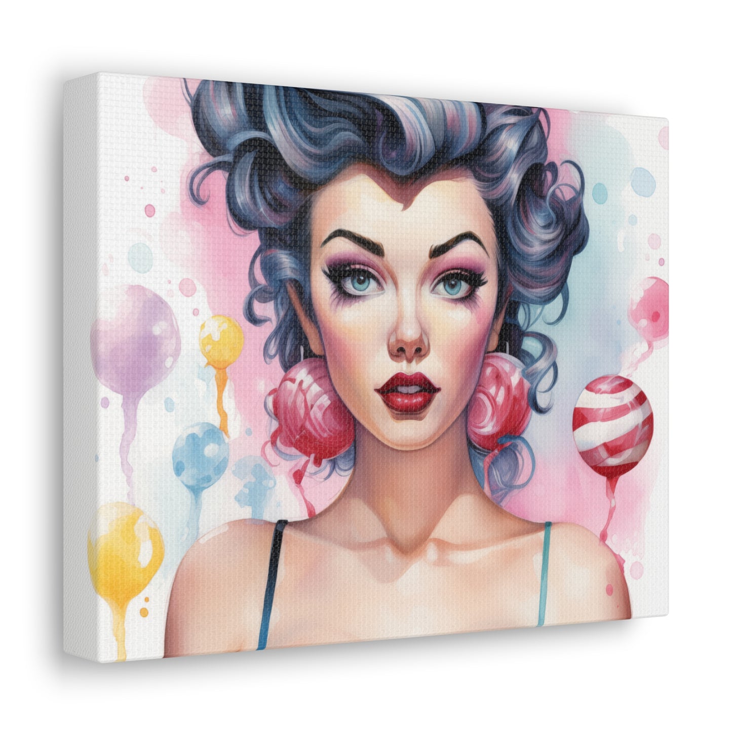 Canvas Gallery Wrapped High-Fashion Wall Art, Stylish Decor, Retro Femme Doll Pop Art – Poppy