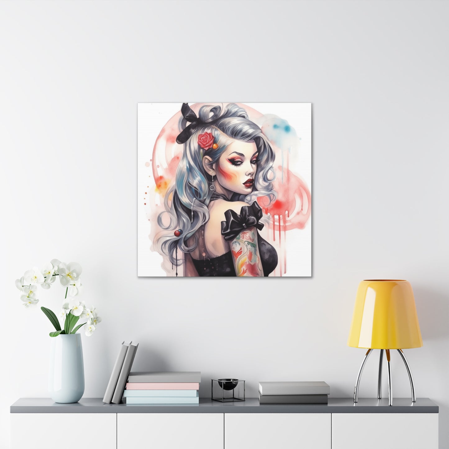 Gallery Wrapped Canvas, Edgy Tattooed Beauty, Urban Pop Art Canvas – Sabella