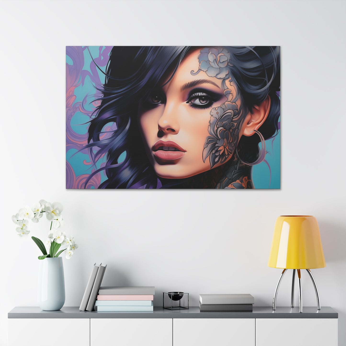 Gallery Wrapped Canvas, Edgy Tattooed Beauty, Urban Pop Art Canvas – Dominique
