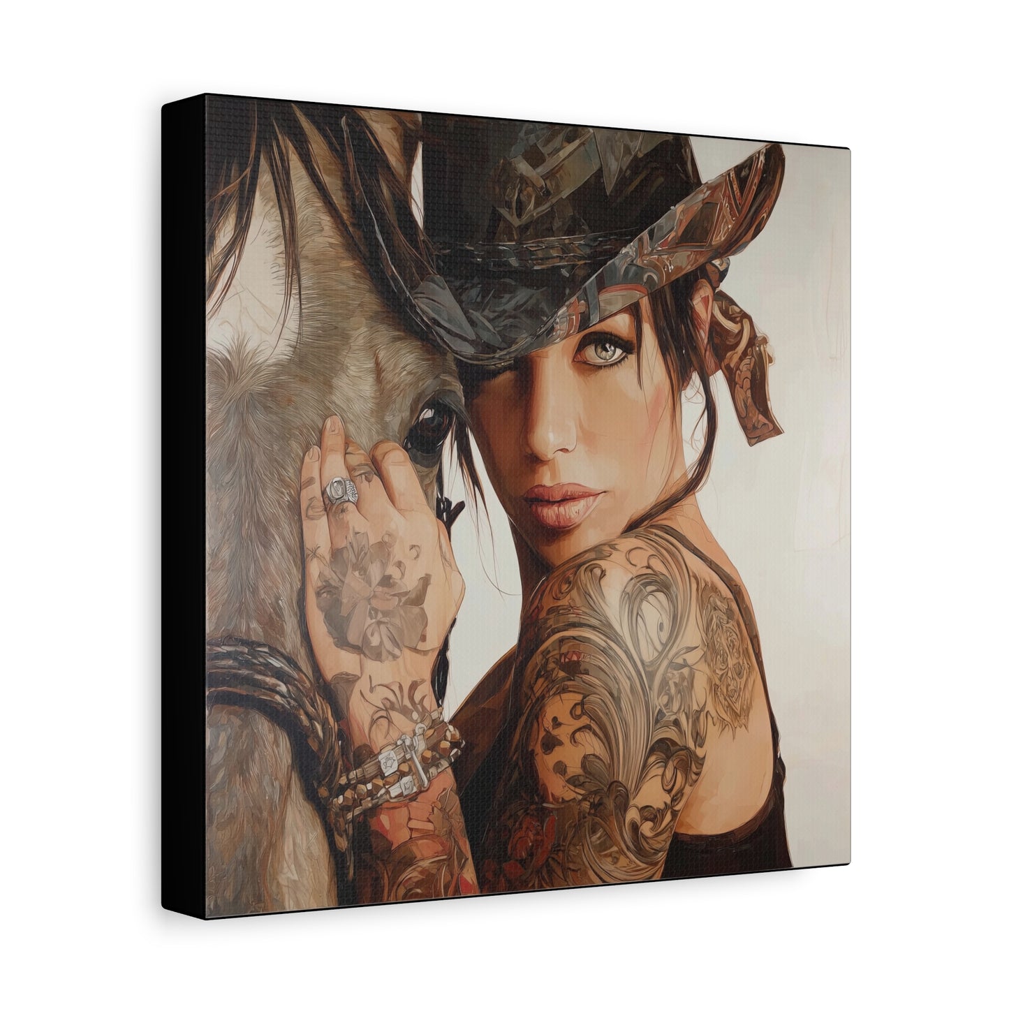 Gallery Wrapped Canvas, Wranglers and Wreckage Art Canvas, Erotic Pinup Art Canvas – Georgia
