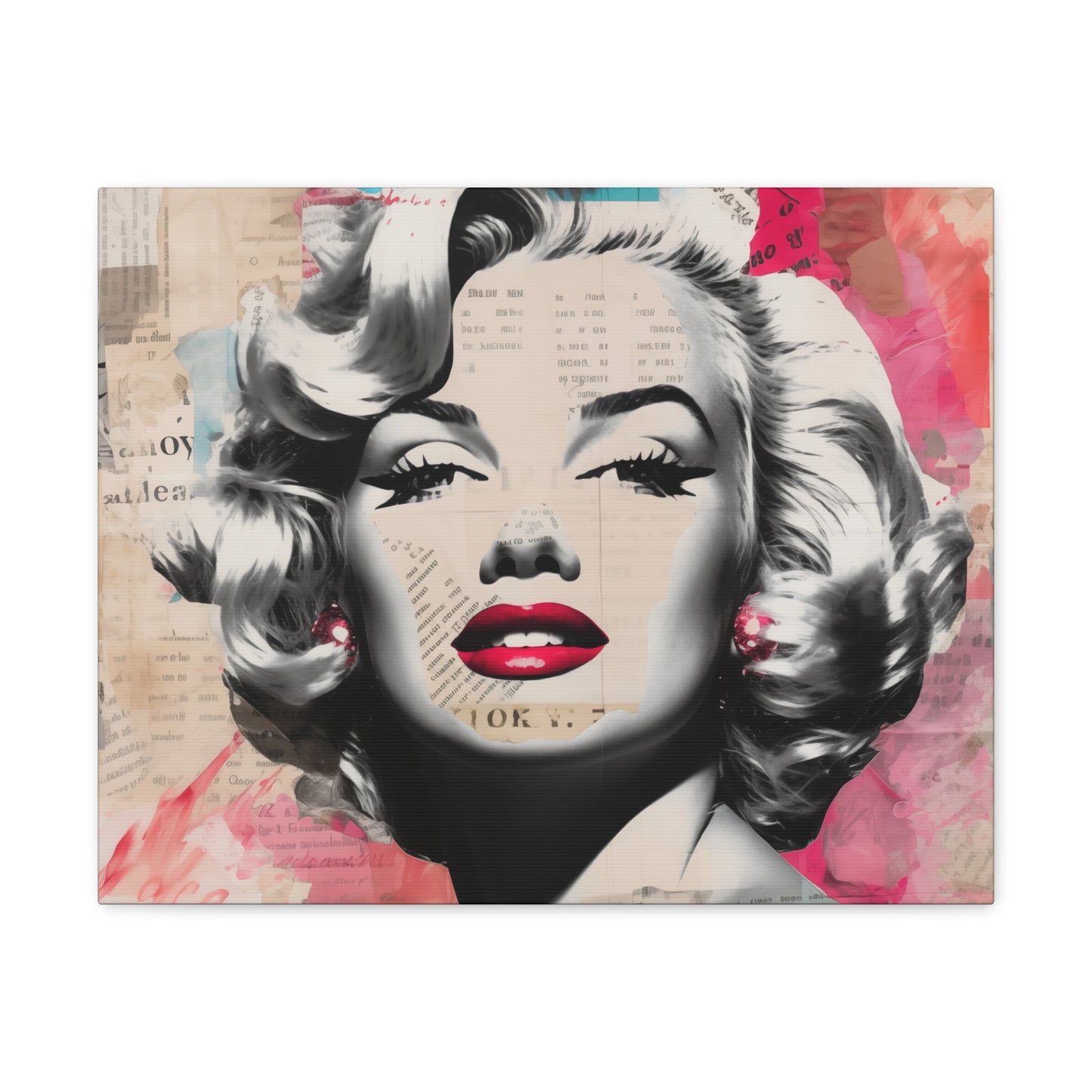 Canvas Wall Art, Gallery Wrapped Pop Art, Celebrity Wall Art – Marilyn Monroe - Newsprint
