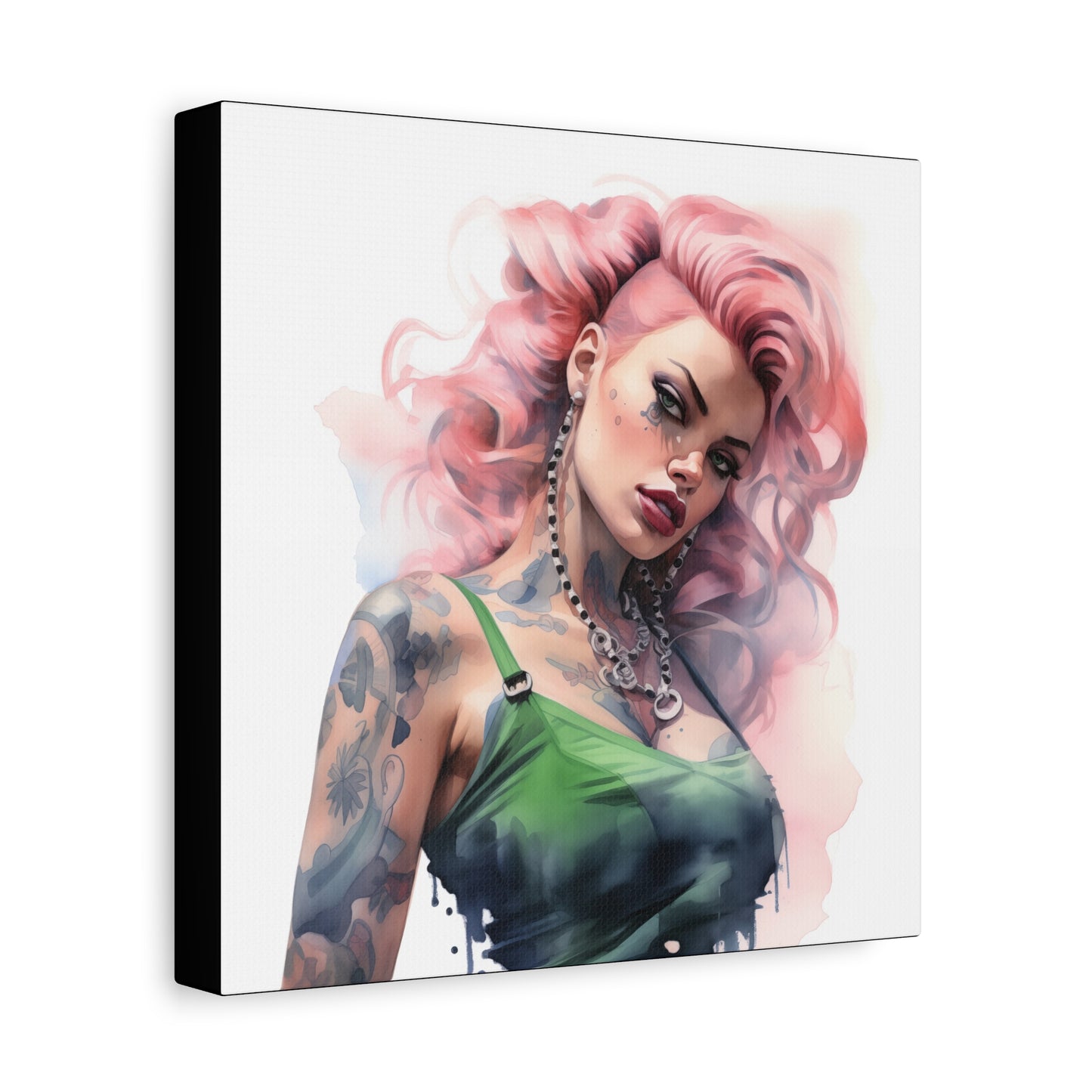 Gallery Wrapped Canvas, Edgy Tattooed Beauty, Urban Pop Art Canvas – Colette