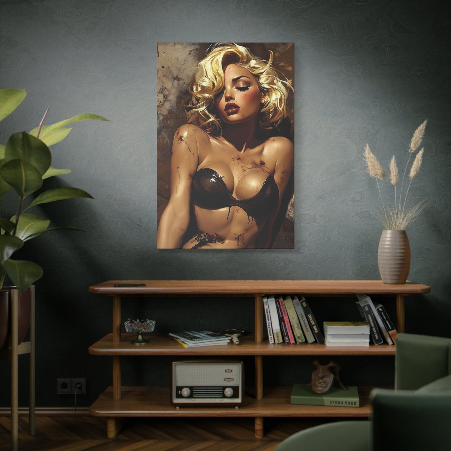 Gallery Wrapped Canvas, Guilt and Grit Adult Art Canvas, Erotic Pinup Art Canvas – Mira