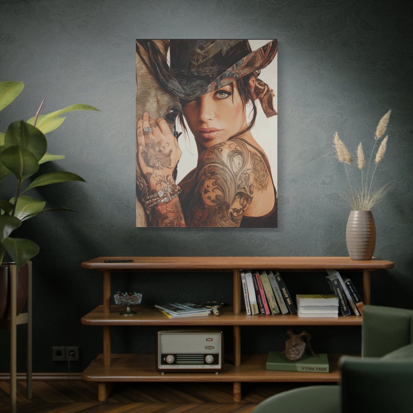 Gallery Wrapped Canvas, Wranglers and Wreckage Art Canvas, Erotic Pinup Art Canvas – Georgia
