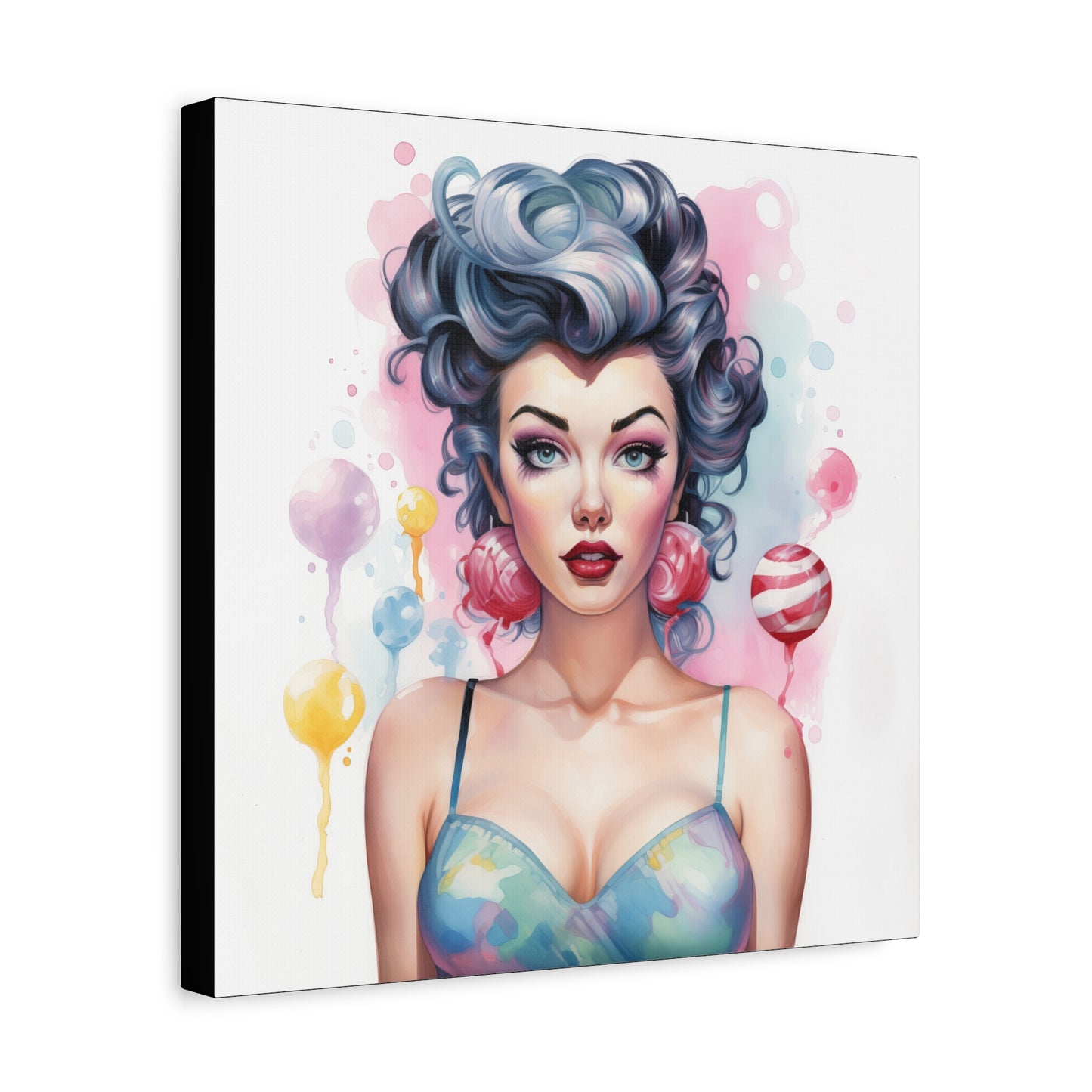 Canvas Gallery Wrapped High-Fashion Wall Art, Stylish Decor, Retro Femme Doll Pop Art – Poppy