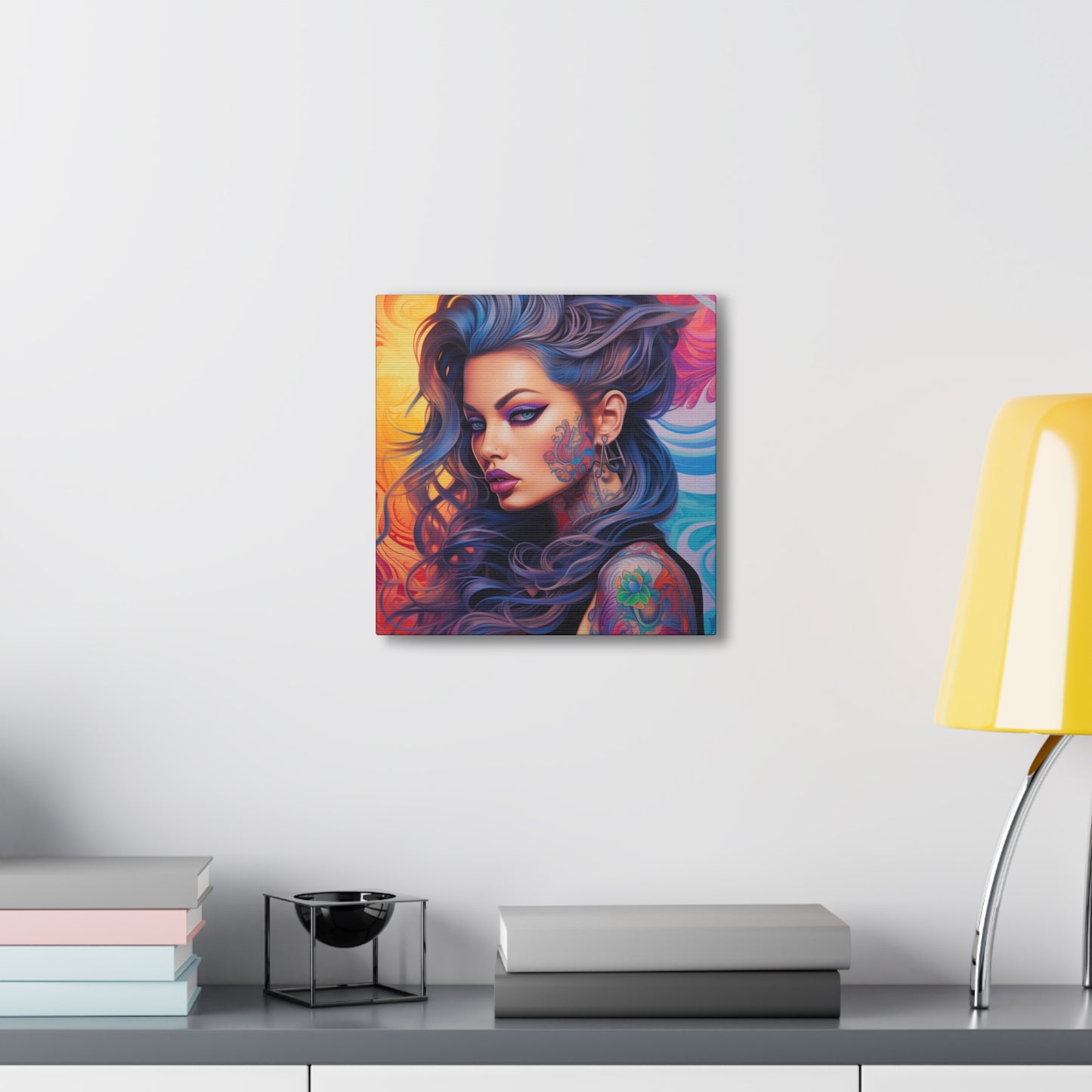 Gallery Wrapped Canvas, Edgy Tattooed Beauty, Urban Pop Art Canvas – Faye