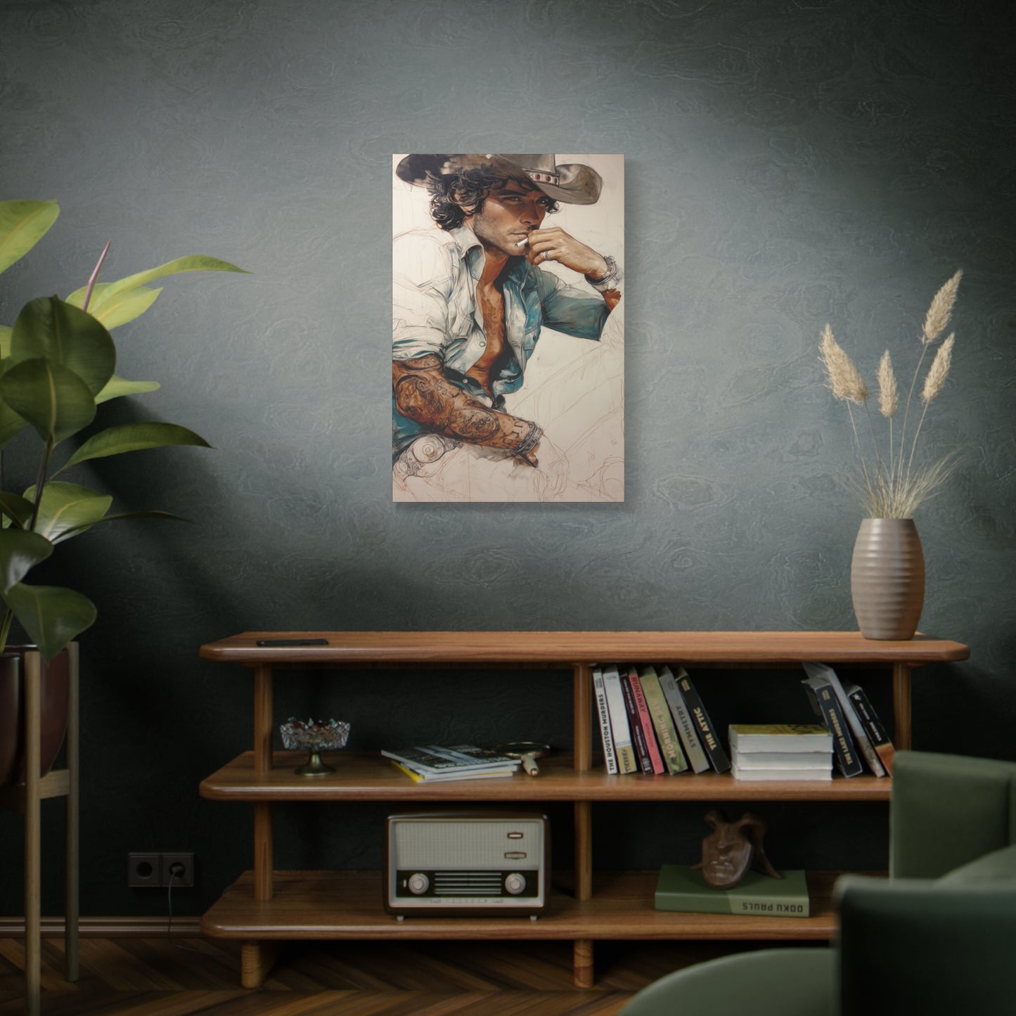 Gallery Wrapped Canvas, Wranglers and Wreckage Art Canvas, Erotic Pinup Art Canvas – Chase