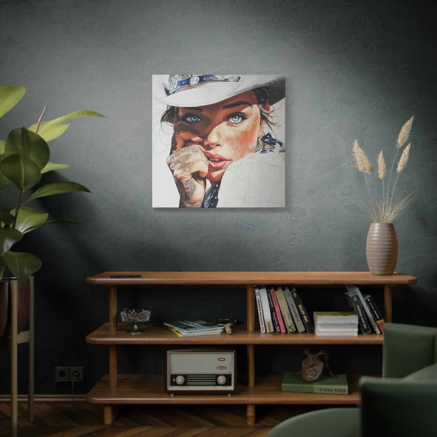 Gallery Wrapped Canvas, Wranglers and Wreckage Art Canvas, Erotic Pinup Art Canvas – Fallon