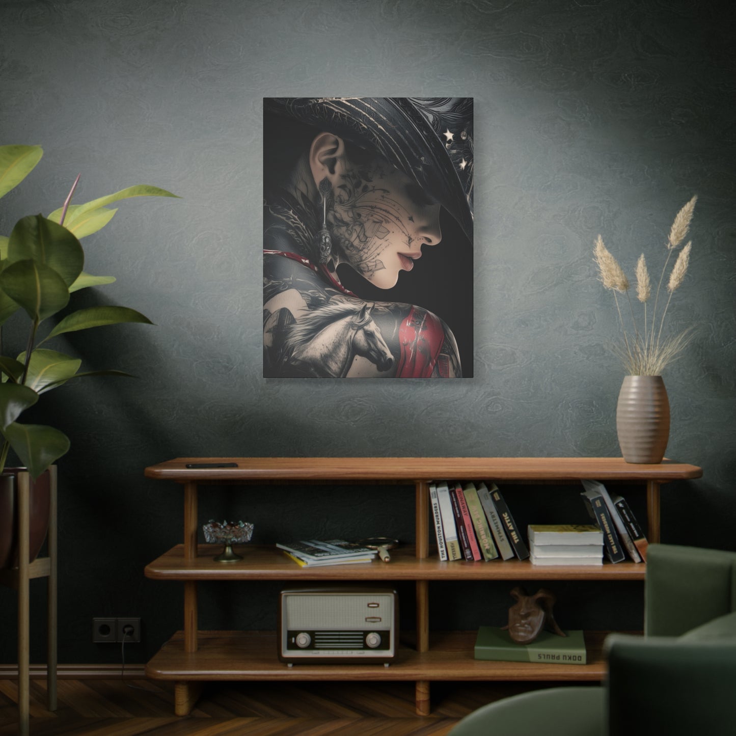 Gallery Wrapped Canvas, Wranglers and Wreckage Art Canvas, Erotic Pinup Art Canvas – Cassie