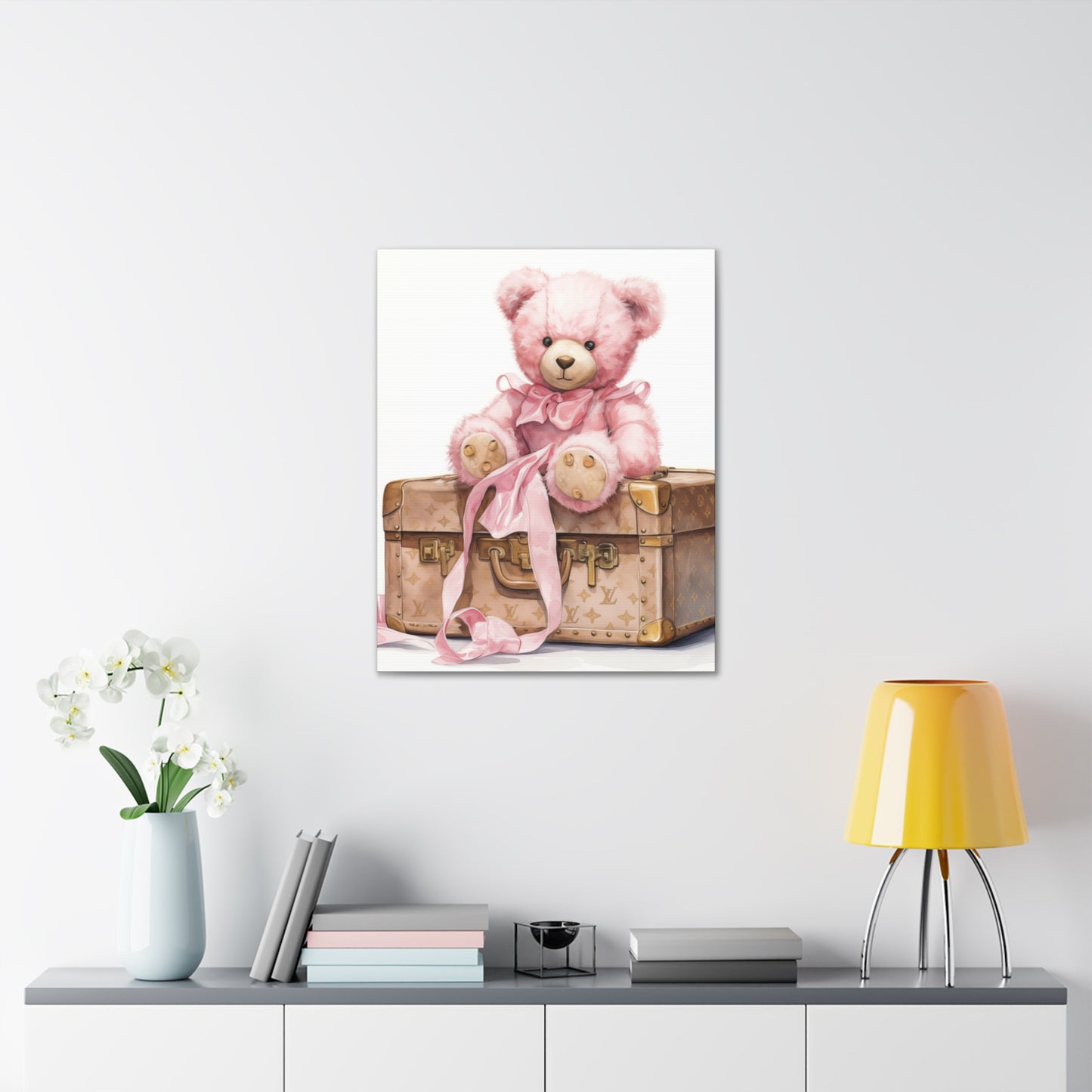 Canvas Gallery Wrap - LV Bear Wall Art - Gold Buttons