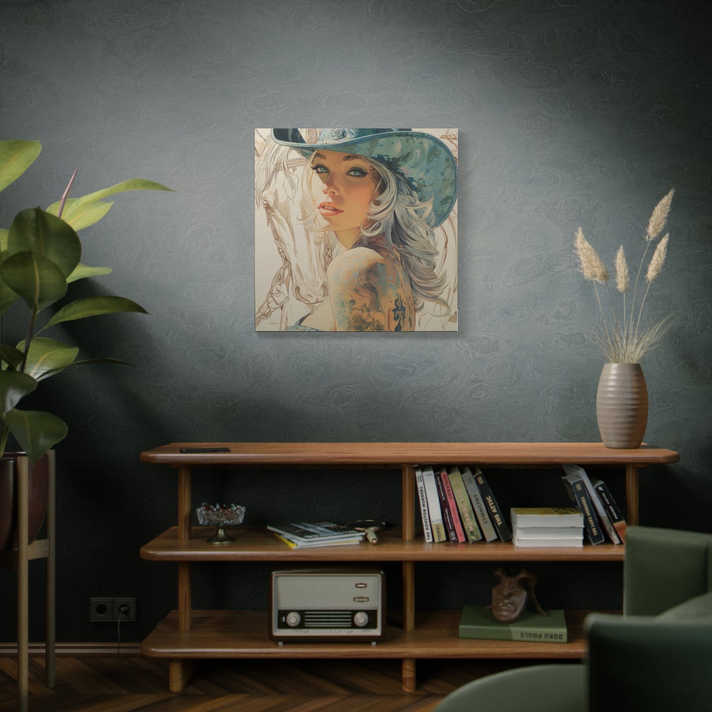 Gallery Wrapped Canvas, Wranglers and Wreckage Art Canvas, Erotic Pinup Art Canvas – Willa