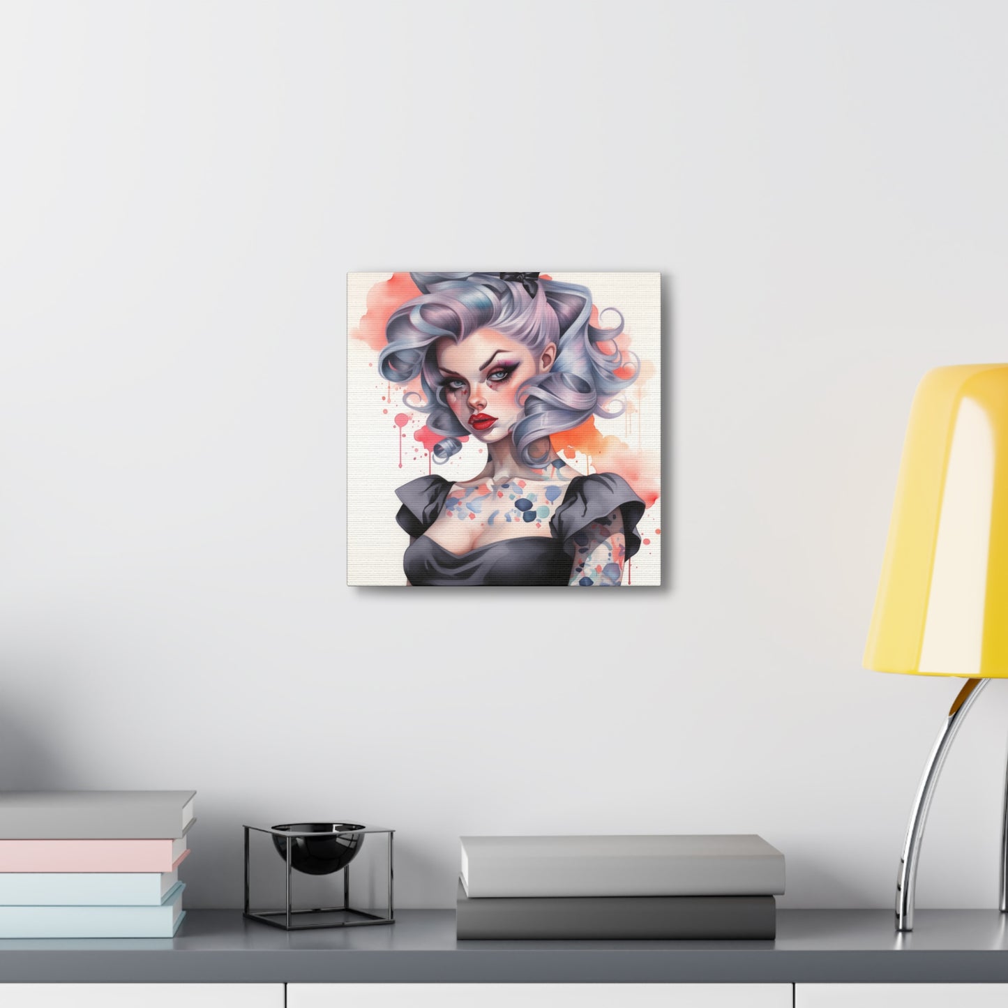 Gallery Wrapped Canvas, Edgy Tattooed Beauty, Urban Pop Art Canvas – Noelle