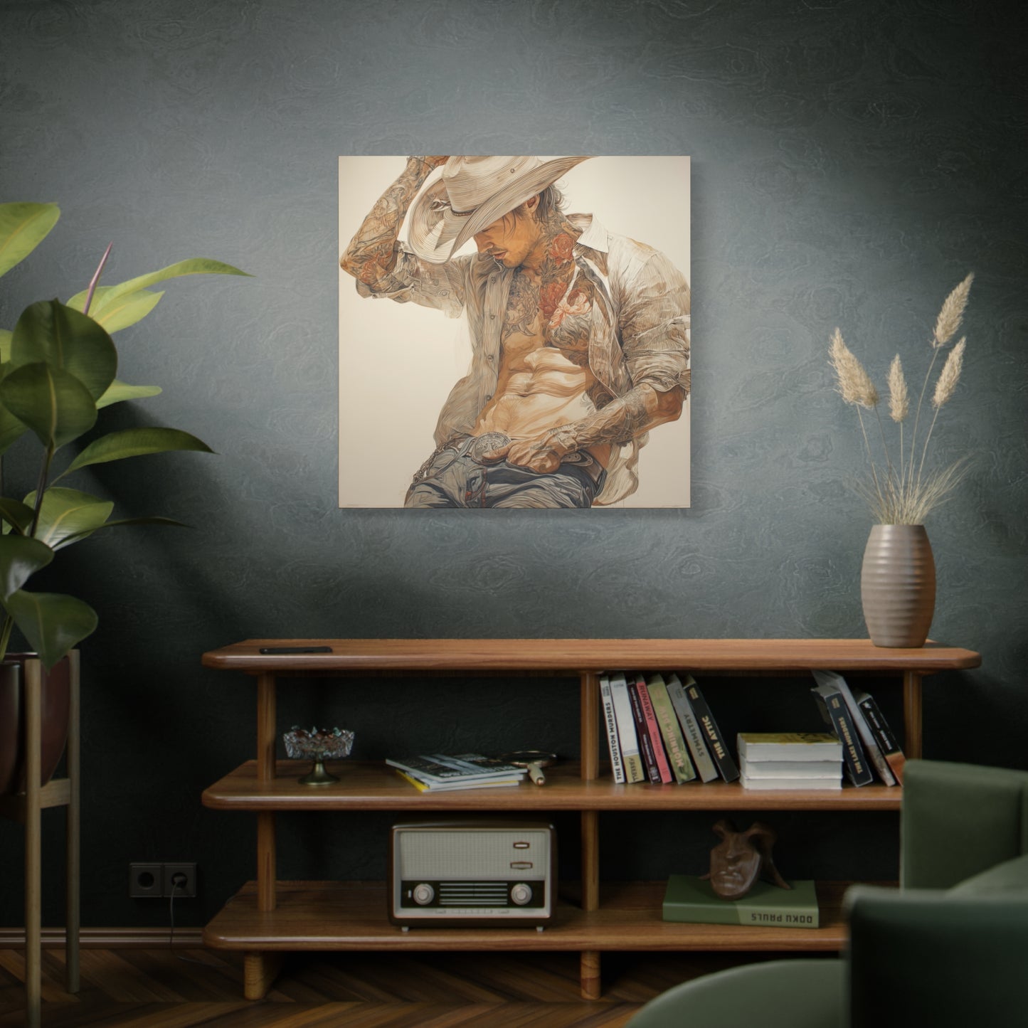 Gallery Wrapped Canvas, Wranglers and Wreckage Art Canvas, Erotic Pinup Art Canvas – Levi