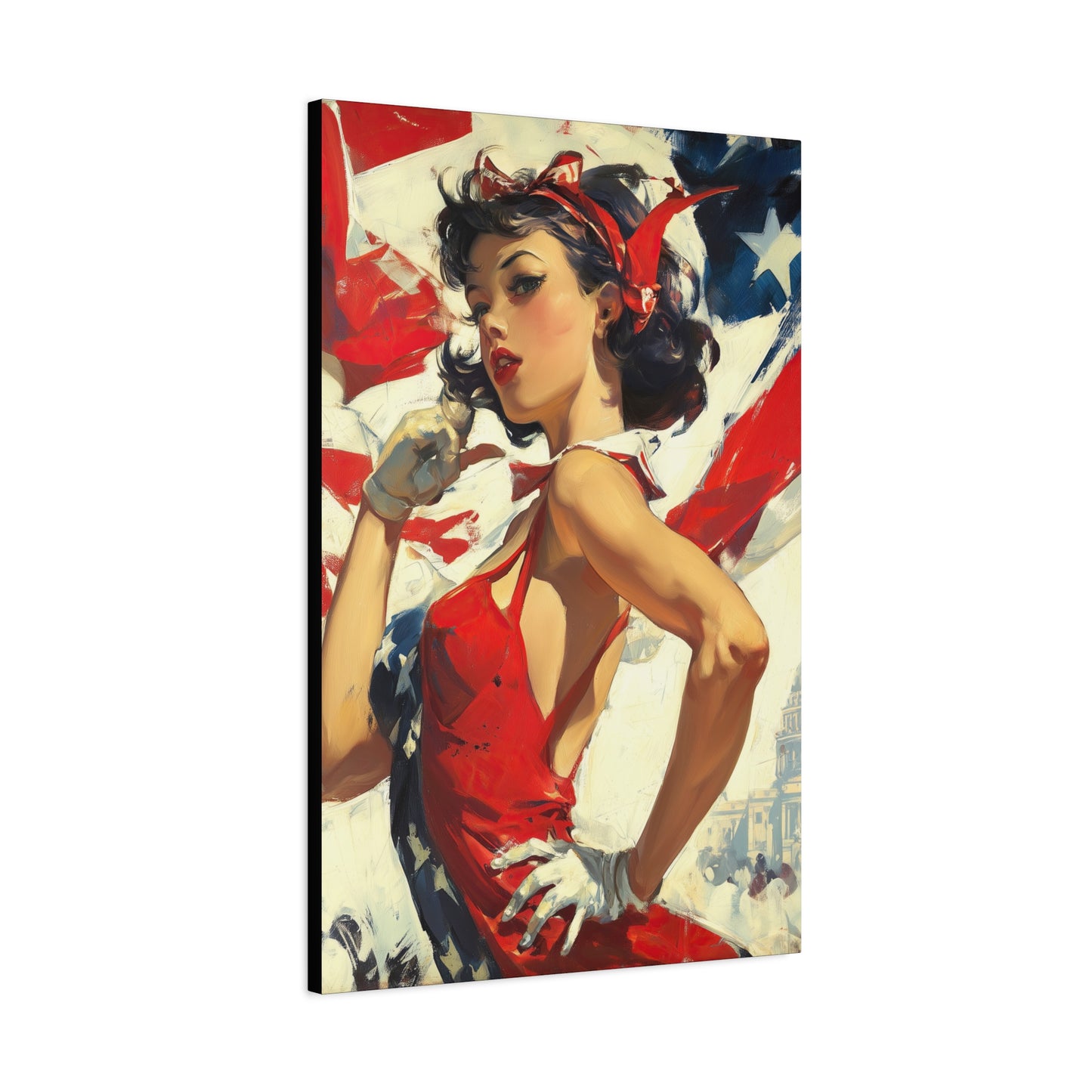 Gallery Wrapped Canvas, American Nonsense Art Canvas, Political Pinup Art Canvas - Mindy
