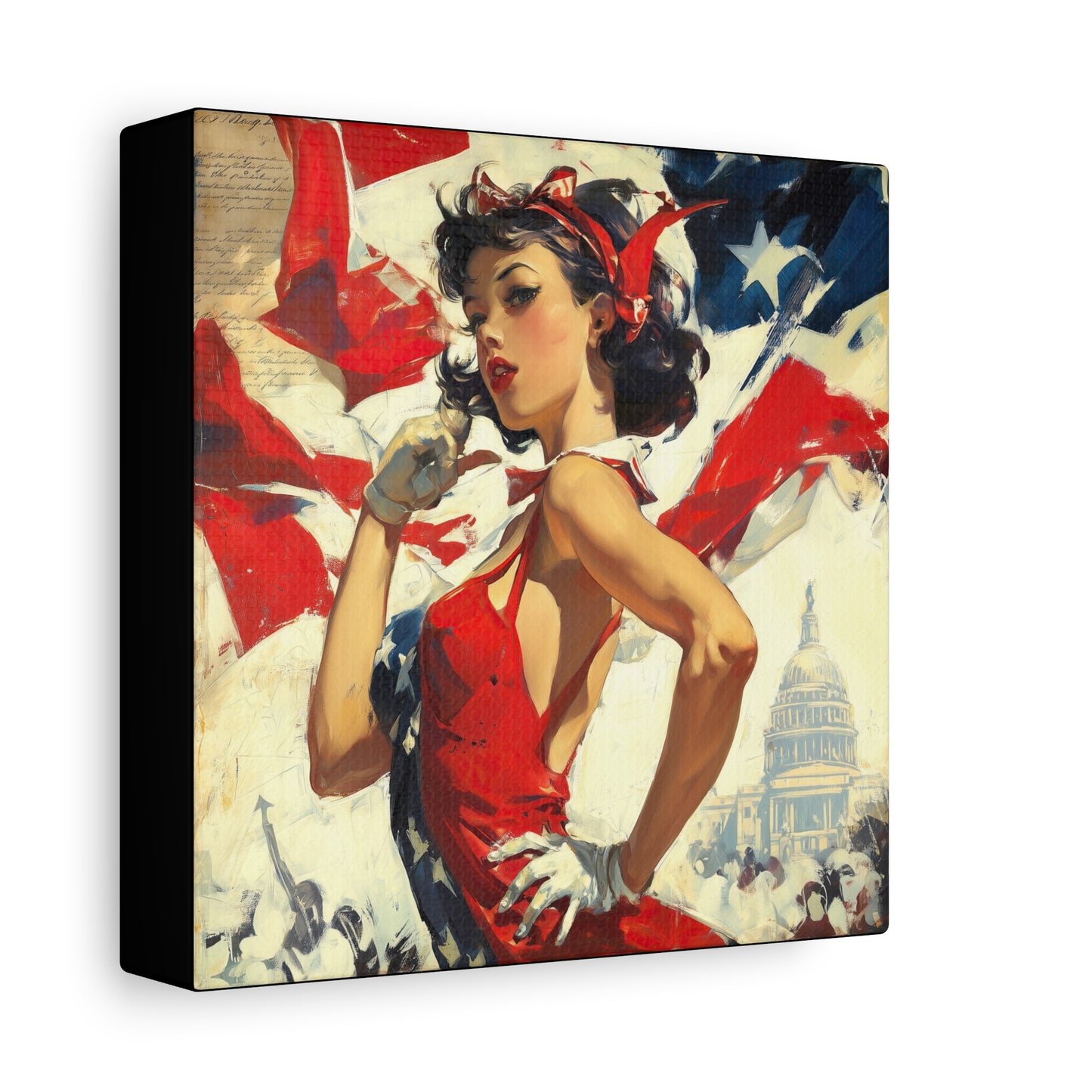 Gallery Wrapped Canvas, American Nonsense Art Canvas, Political Pinup Art Canvas - Mindy