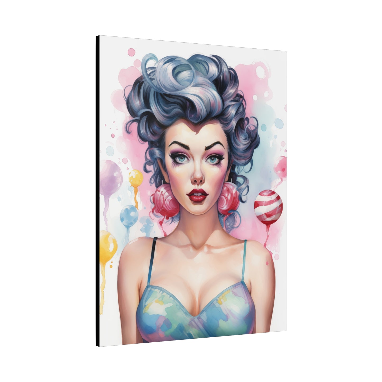 Canvas Gallery Wrapped High-Fashion Wall Art, Stylish Decor, Retro Femme Doll Pop Art – Poppy
