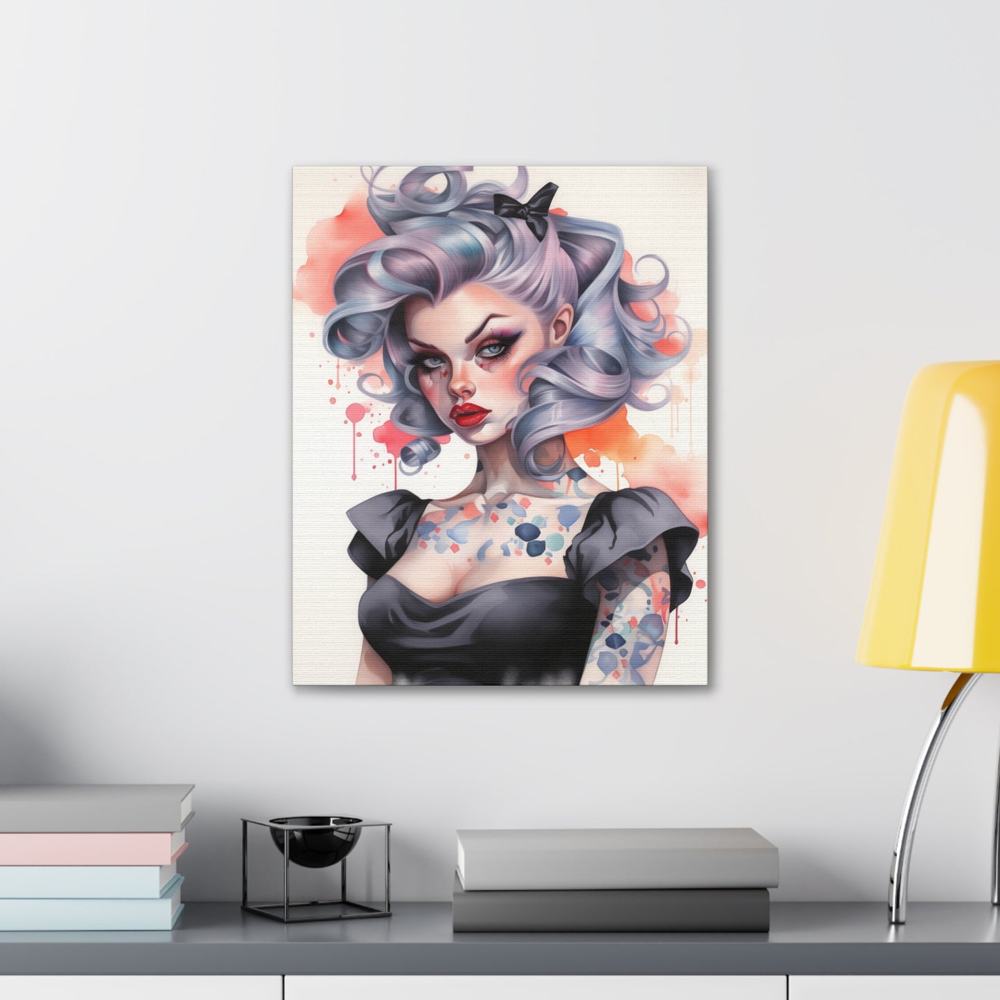Gallery Wrapped Canvas, Edgy Tattooed Beauty, Urban Pop Art Canvas – Noelle
