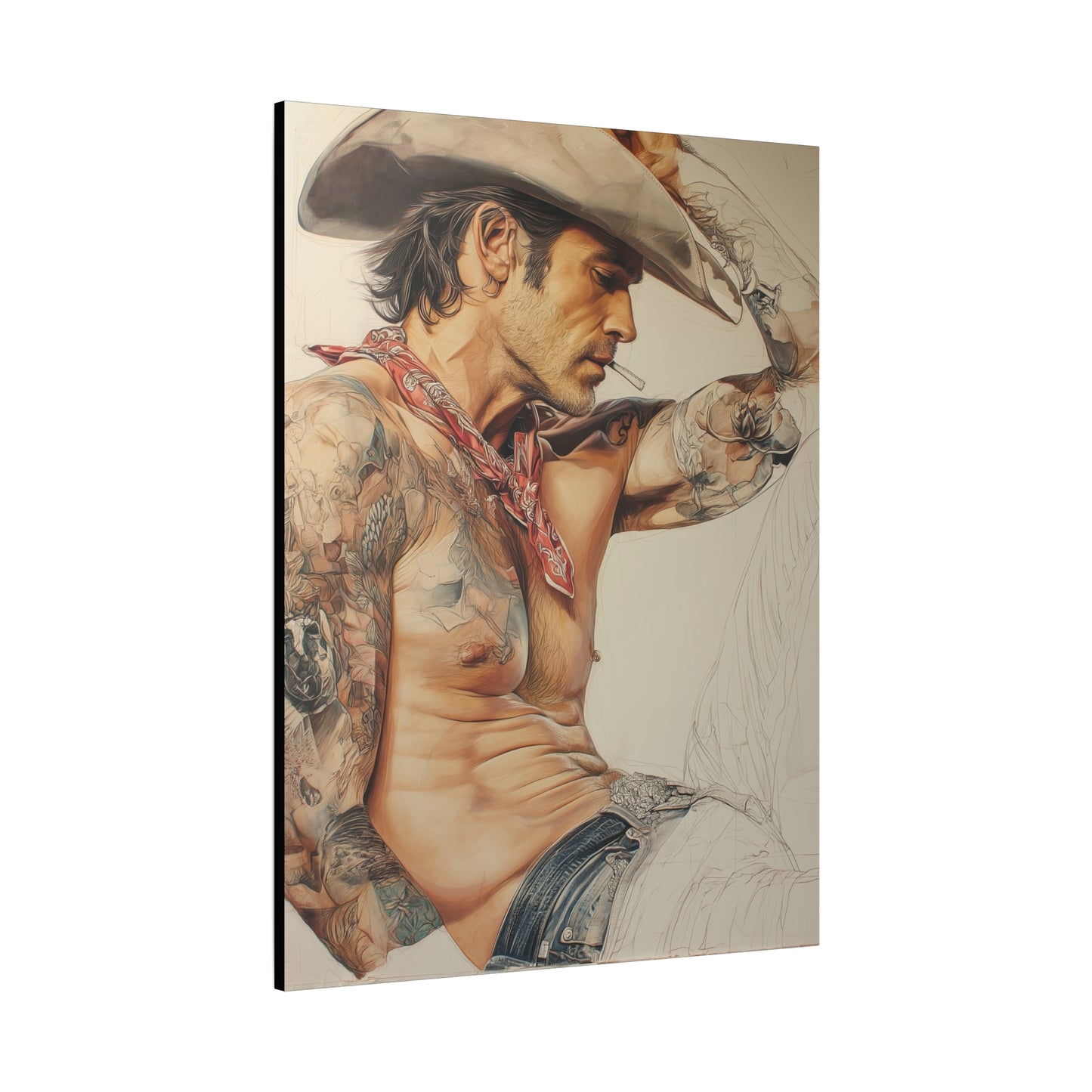 Gallery Wrapped Canvas, Wranglers and Wreckage Art Canvas, Erotic Pinup Art Canvas – Colt