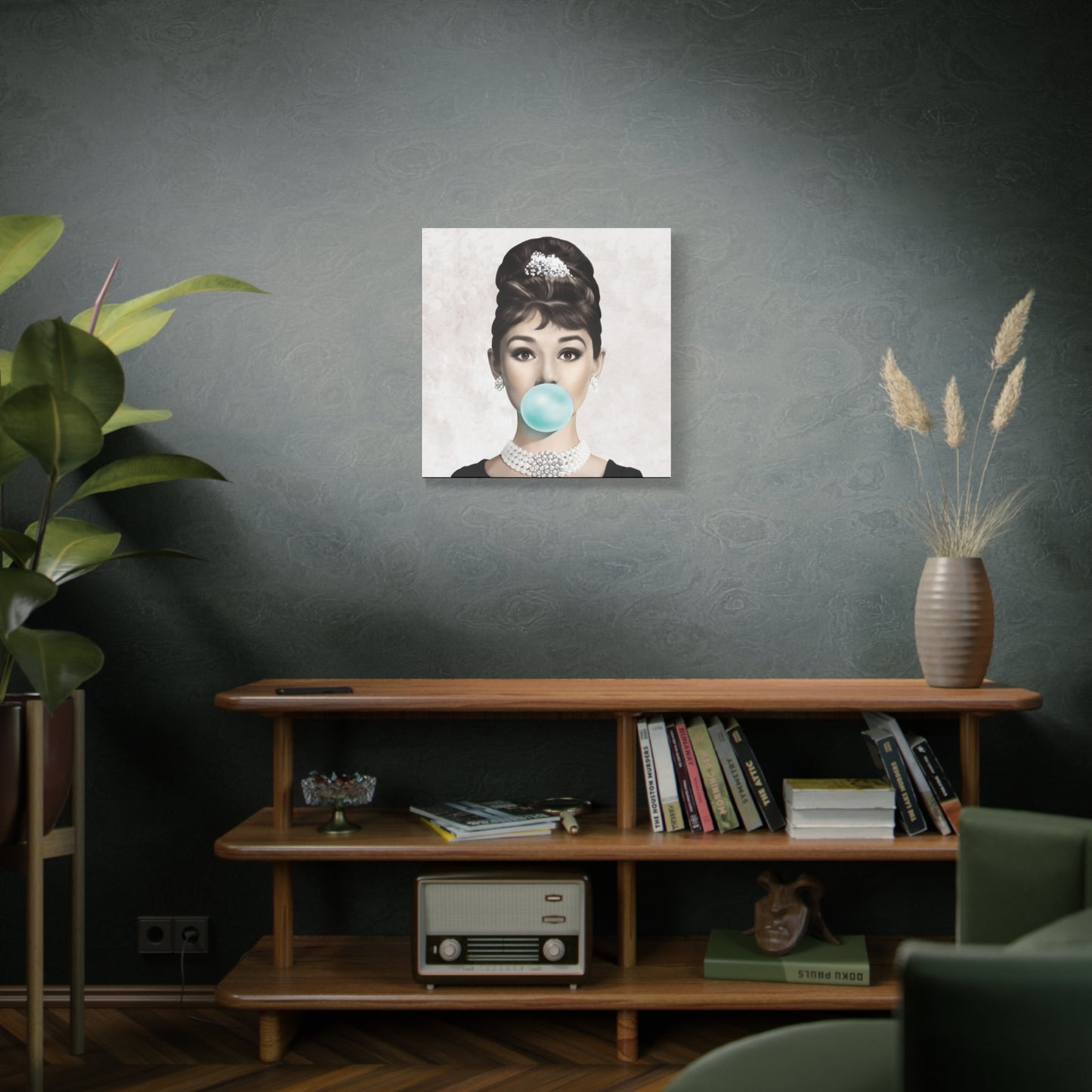 Gallery Wrapped Canvas, Audrey Hepburn Art Canvas, Celebrity Diva Art Canvas – Audrey Hepburn Bubblegum