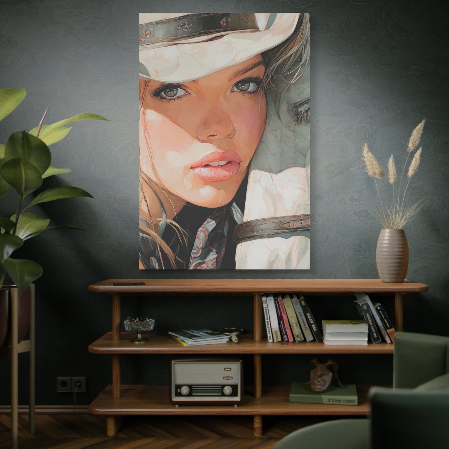 Gallery Wrapped Canvas, Wranglers and Wreckage Art Canvas, Erotic Pinup Art Canvas – Jolene
