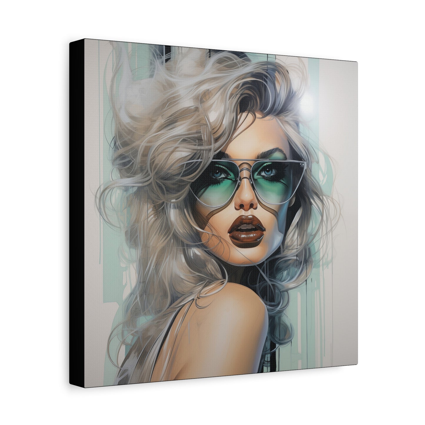 Canvas Gallery Wrapped High-Fashion Wall Art, Stylish Decor, Retro Femme Doll Pop Art – Natasha