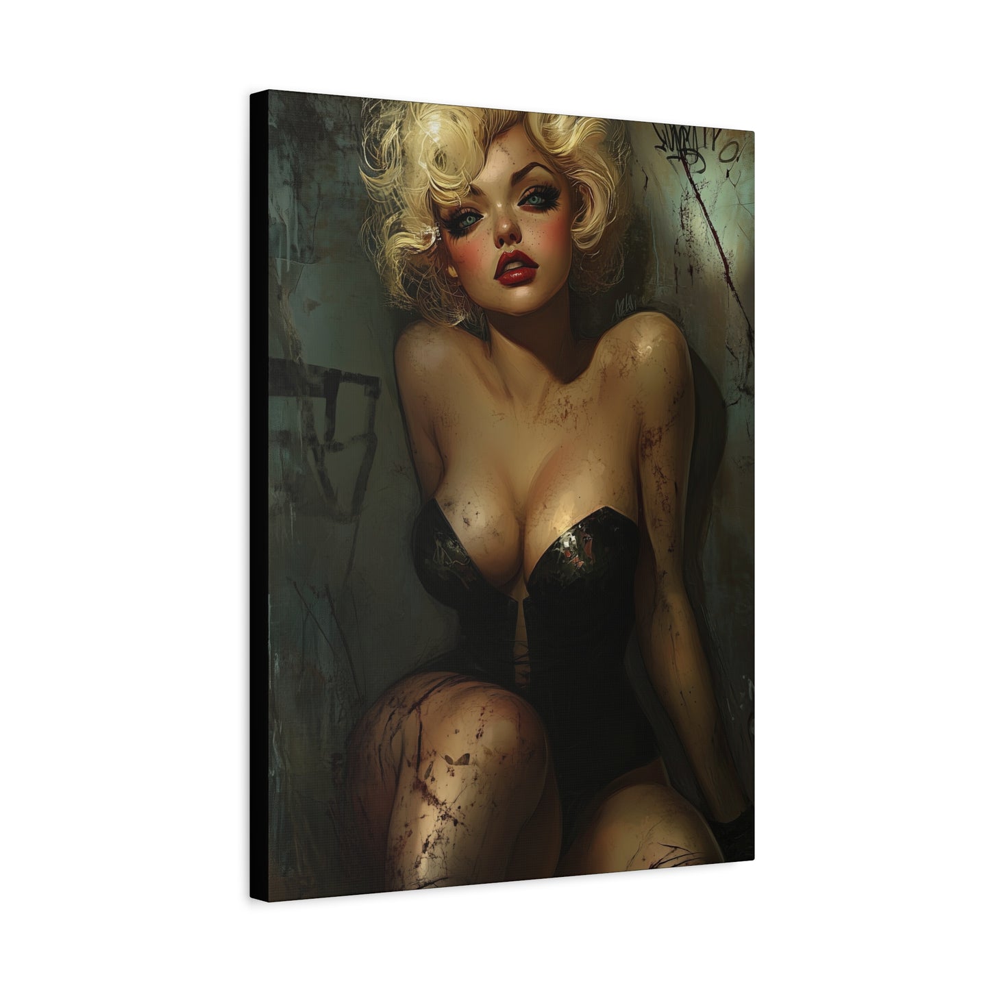 Gallery Wrapped Canvas, Guilt and Grit Adult Art Canvas, Erotic Pinup Art Canvas – Naomi