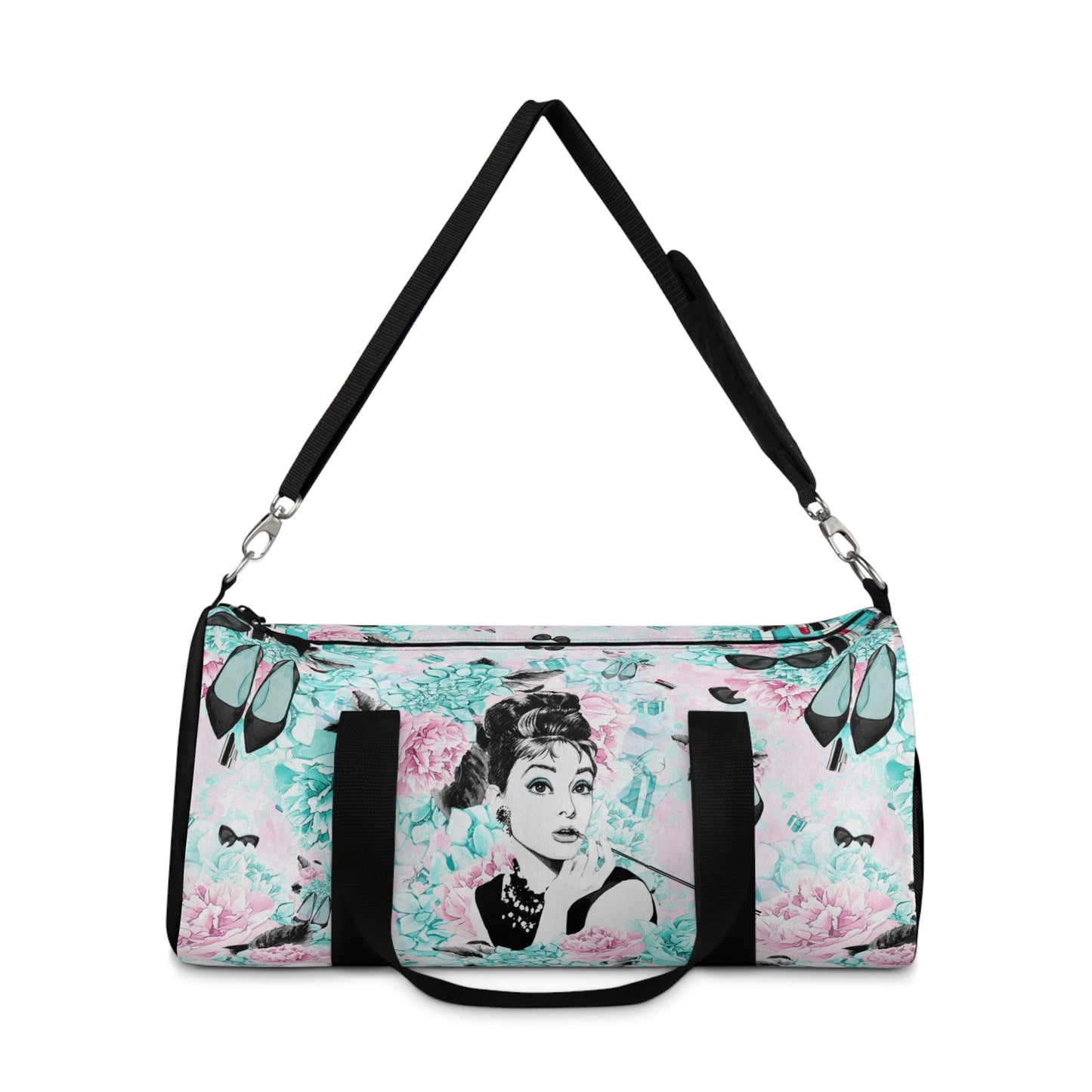 Breakfast at Tiffany Duffel Bag - Audrey Hepburn Hydrangea