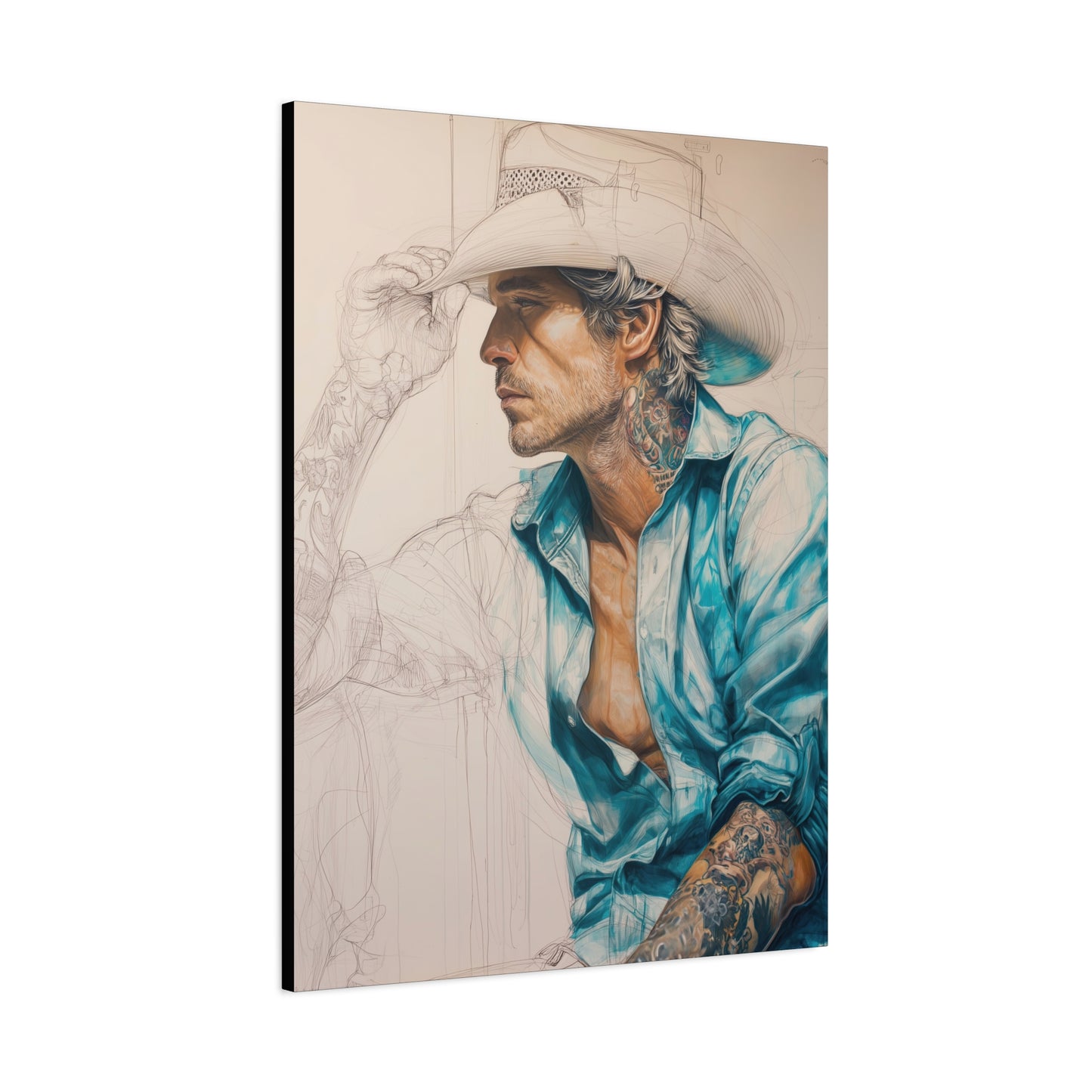 Gallery Wrapped Canvas, Wranglers and Wreckage Art Canvas, Erotic Pinup Art Canvas – Wade