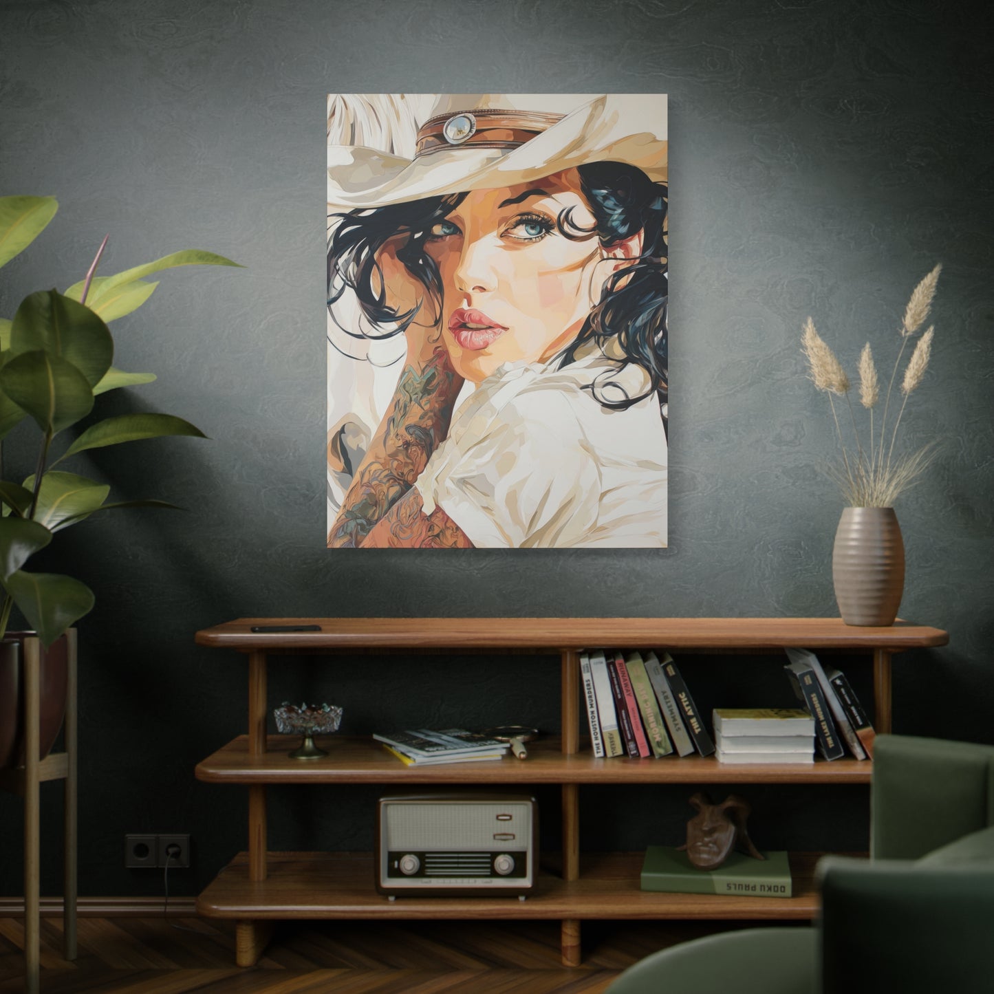 Gallery Wrapped Canvas, Wranglers and Wreckage Art Canvas, Erotic Pinup Art Canvas – Lacey