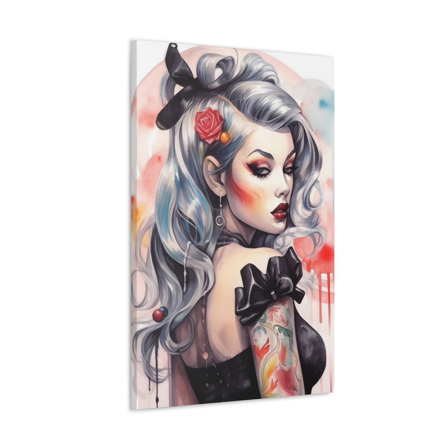 Gallery Wrapped Canvas, Edgy Tattooed Beauty, Urban Pop Art Canvas – Sabella