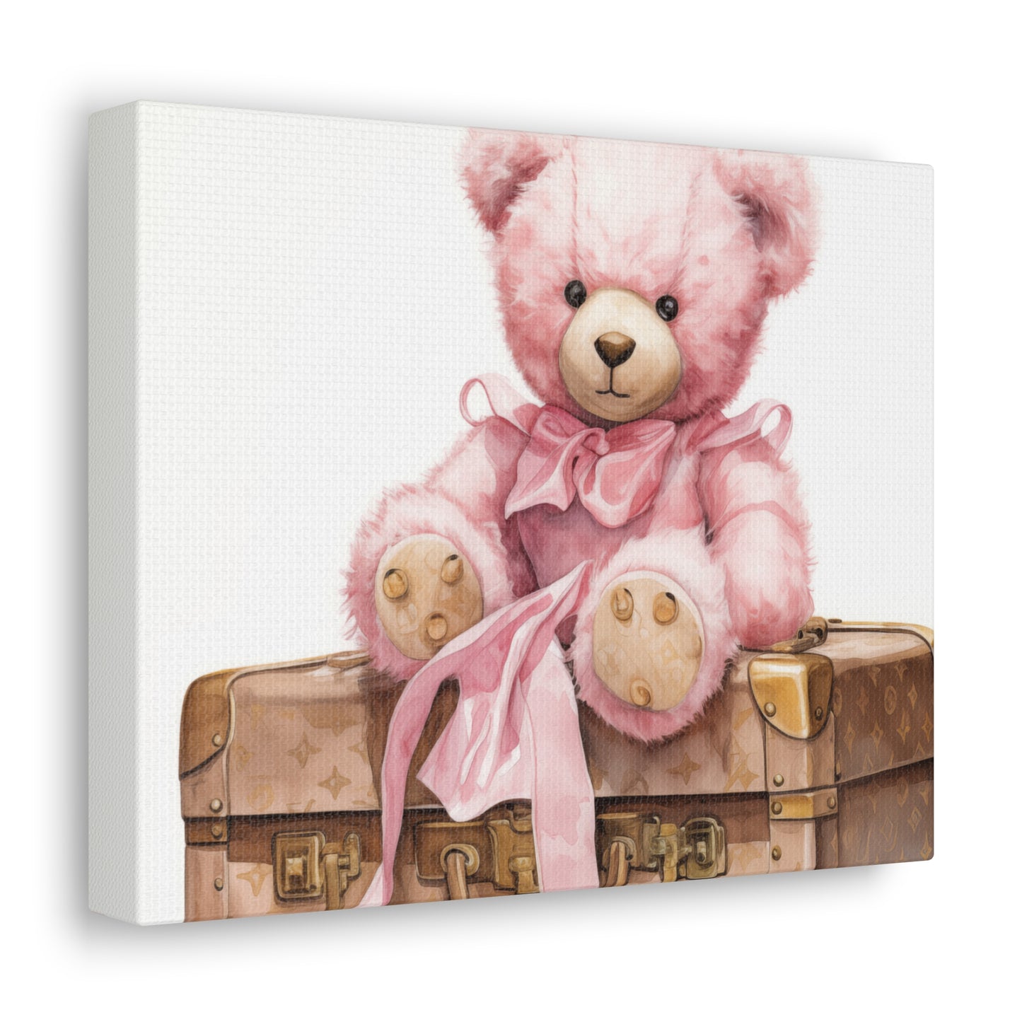 Canvas Gallery Wrap - LV Bear Wall Art - Gold Buttons