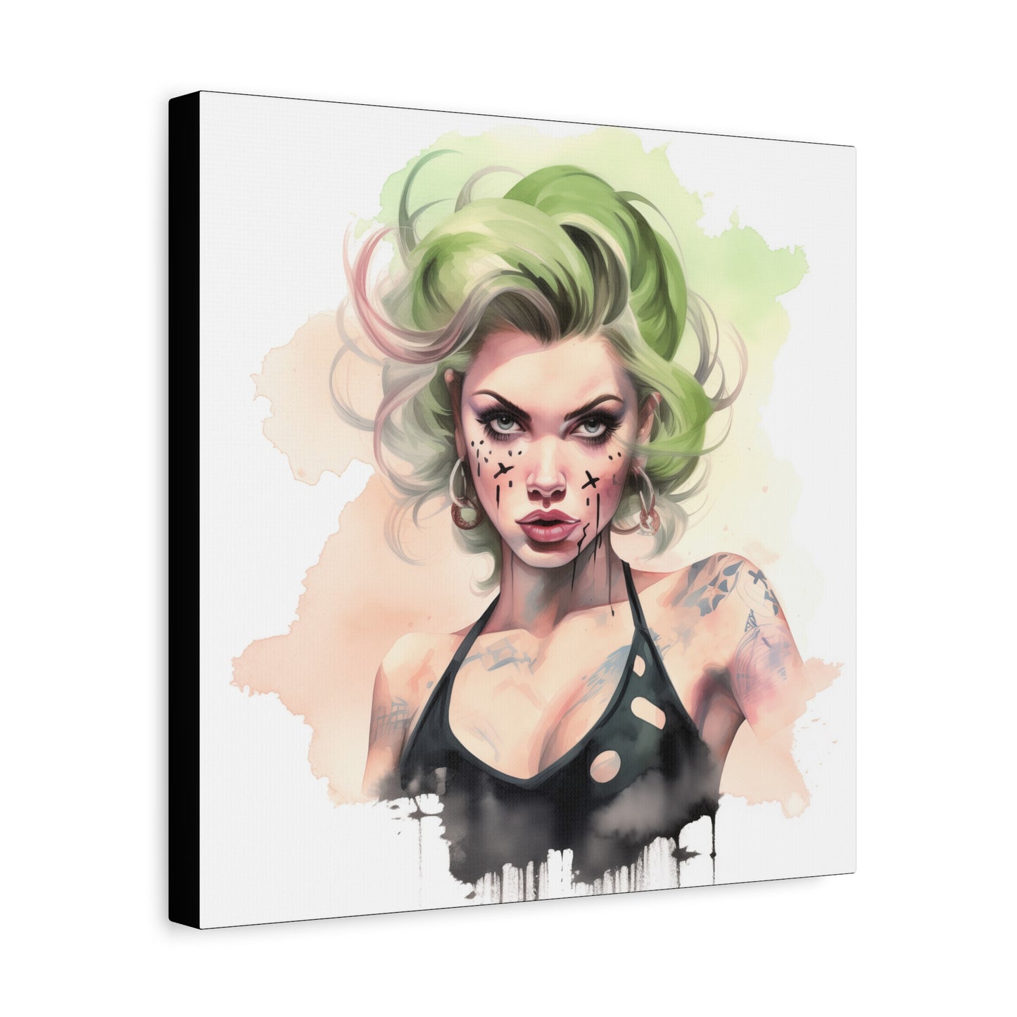 Gallery Wrapped Canvas, Edgy Tattooed Beauty, Urban Pop Art Canvas – Ivy