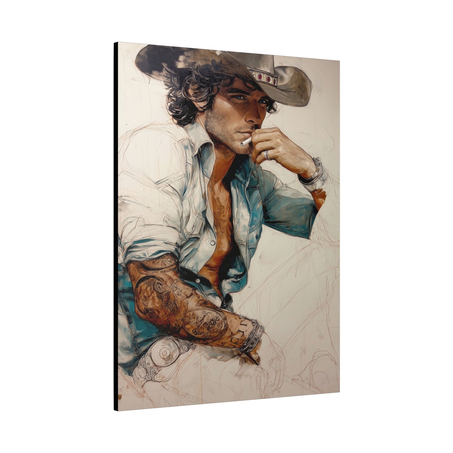 Gallery Wrapped Canvas, Wranglers and Wreckage Art Canvas, Erotic Pinup Art Canvas – Chase