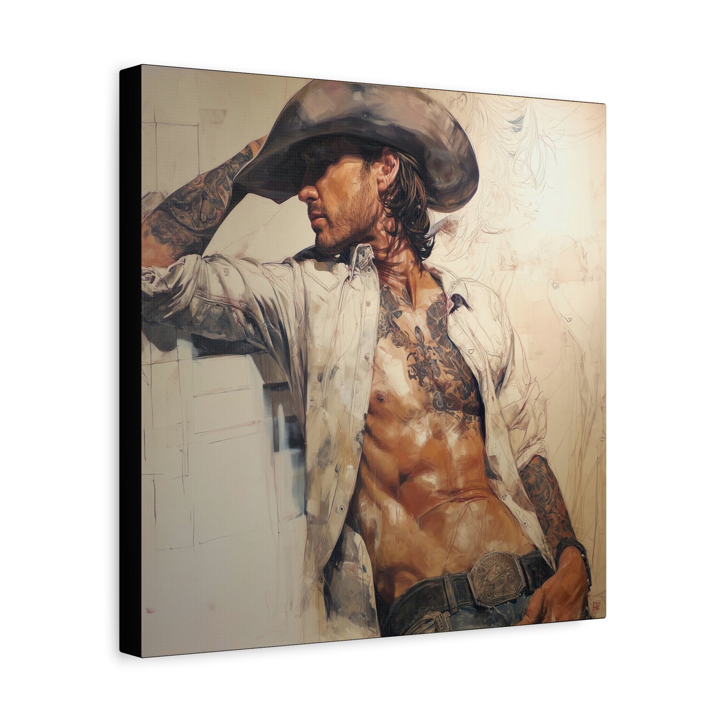 Gallery Wrapped Canvas, Wranglers and Wreckage Art Canvas, Erotic Pinup Art Canvas – Wyatt