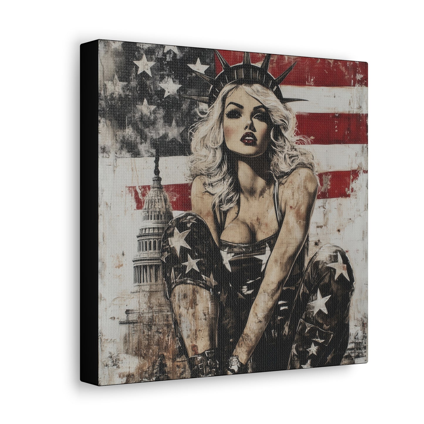 Gallery Wrapped Canvas, Liberty and Lace Art Canvas, Patriotic Art Canvas – Kimberly