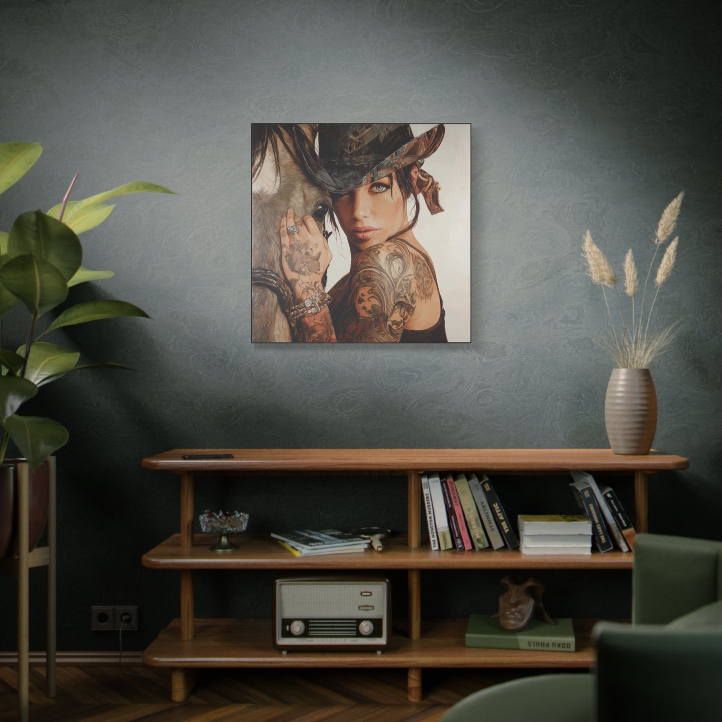 Gallery Wrapped Canvas, Wranglers and Wreckage Art Canvas, Erotic Pinup Art Canvas – Georgia