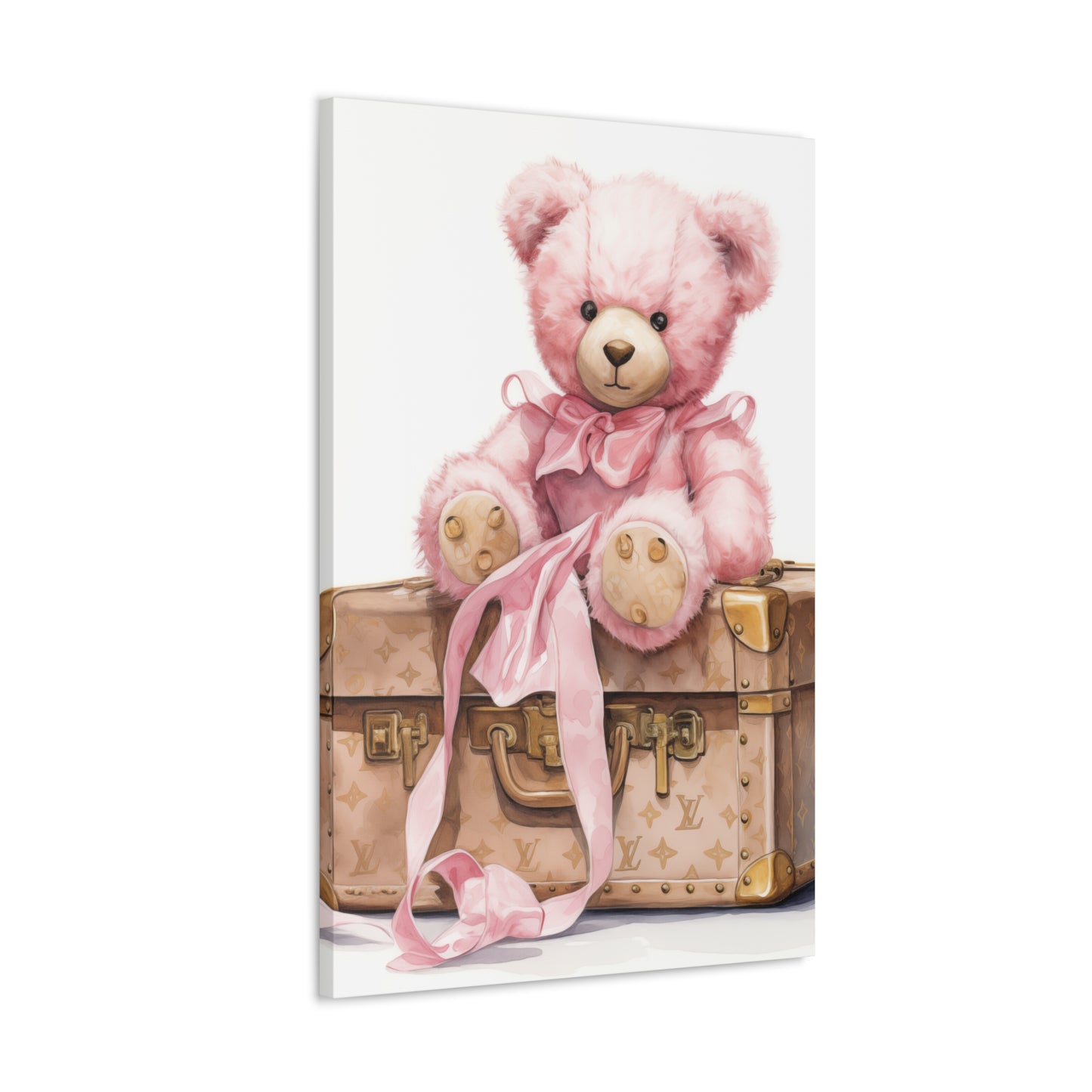 Canvas Gallery Wrap - LV Bear Wall Art - Gold Buttons