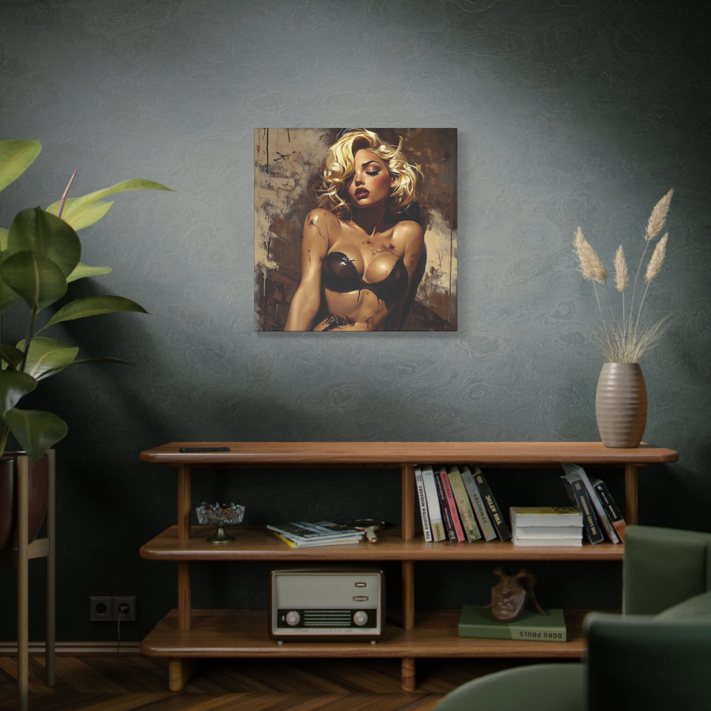 Gallery Wrapped Canvas, Guilt and Grit Adult Art Canvas, Erotic Pinup Art Canvas – Mira