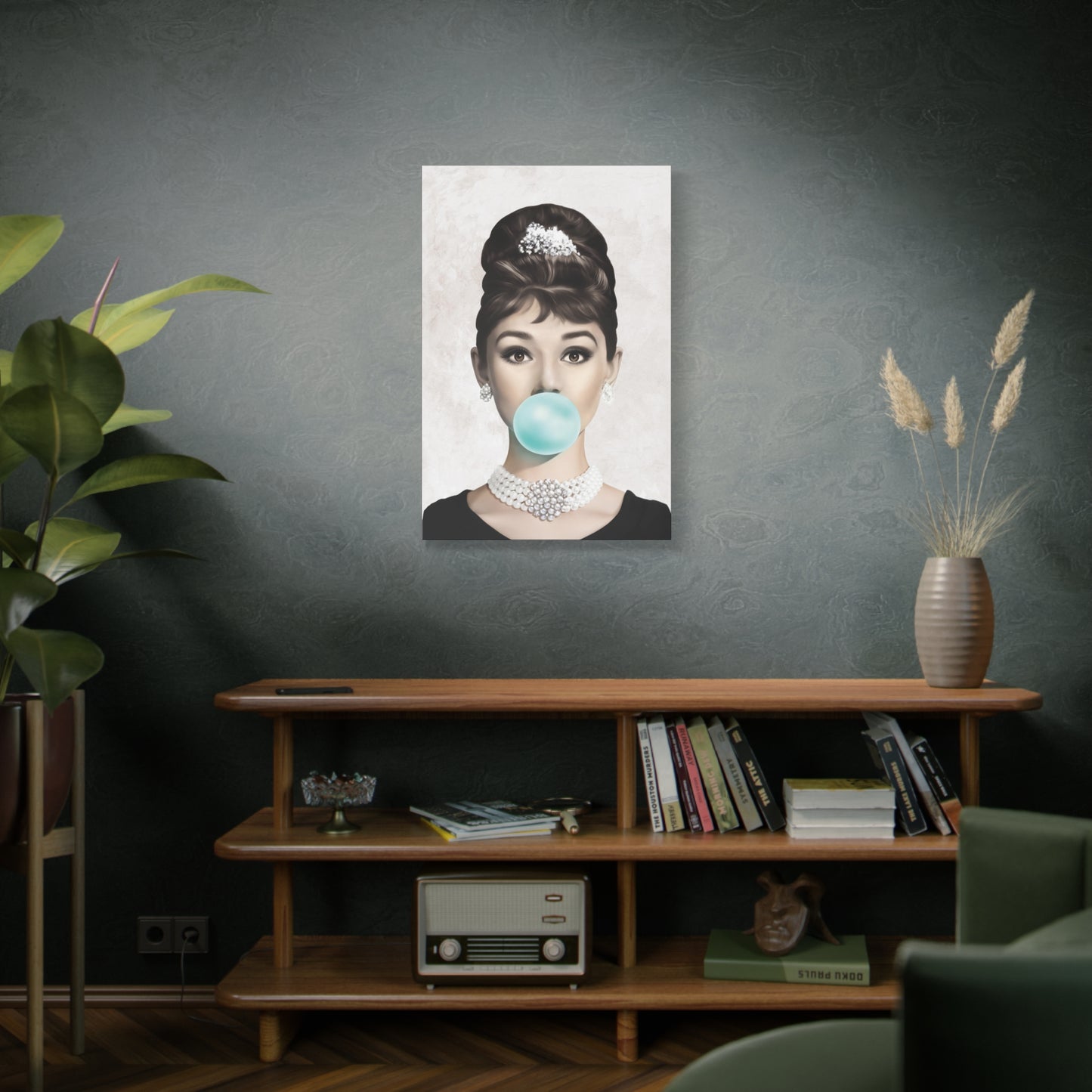 Gallery Wrapped Canvas, Audrey Hepburn Art Canvas, Celebrity Diva Art Canvas – Audrey Hepburn Bubblegum